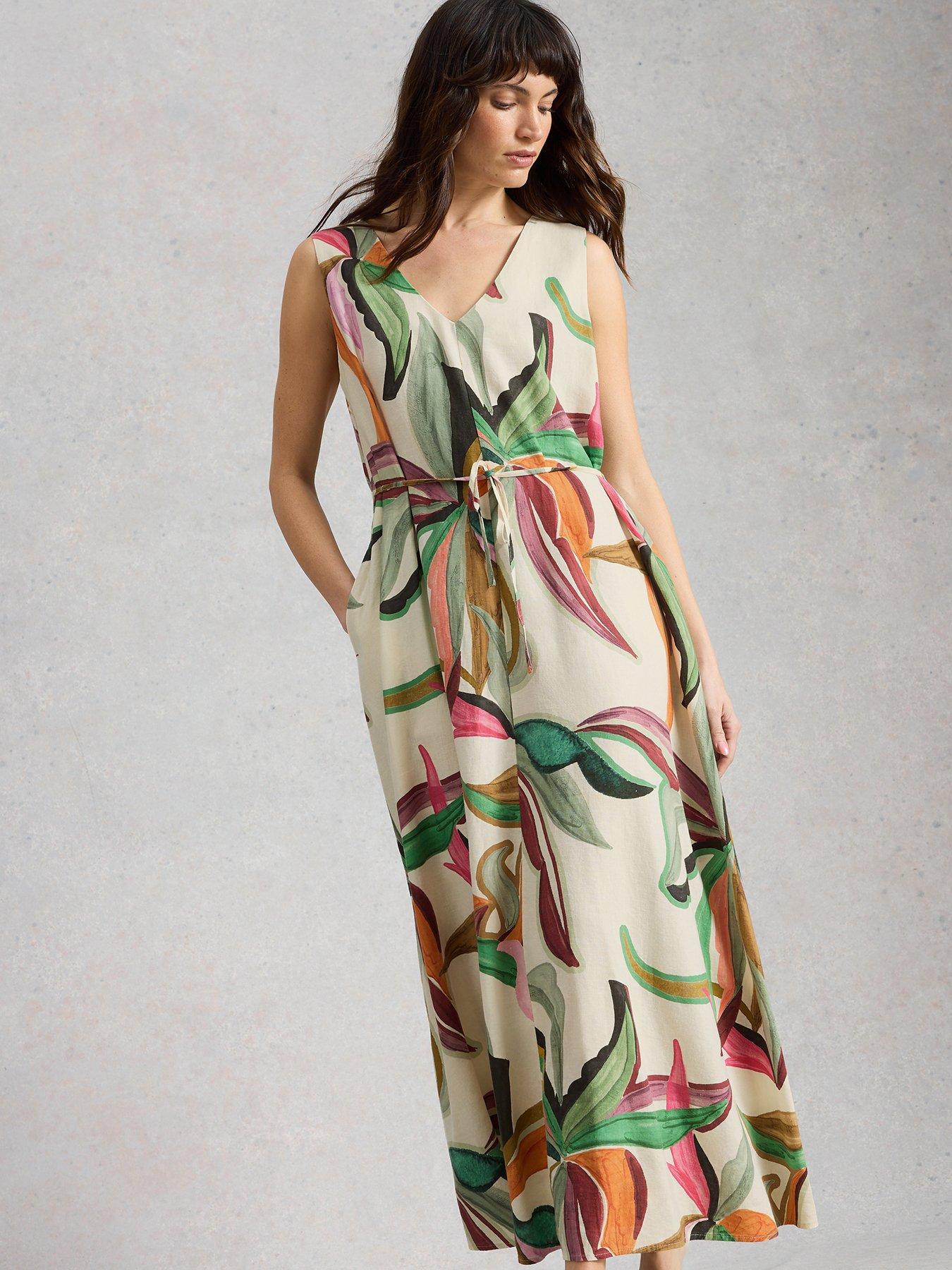White Stuff Poppy Linen Blend Maxi Dress - Beige | Littlewoods