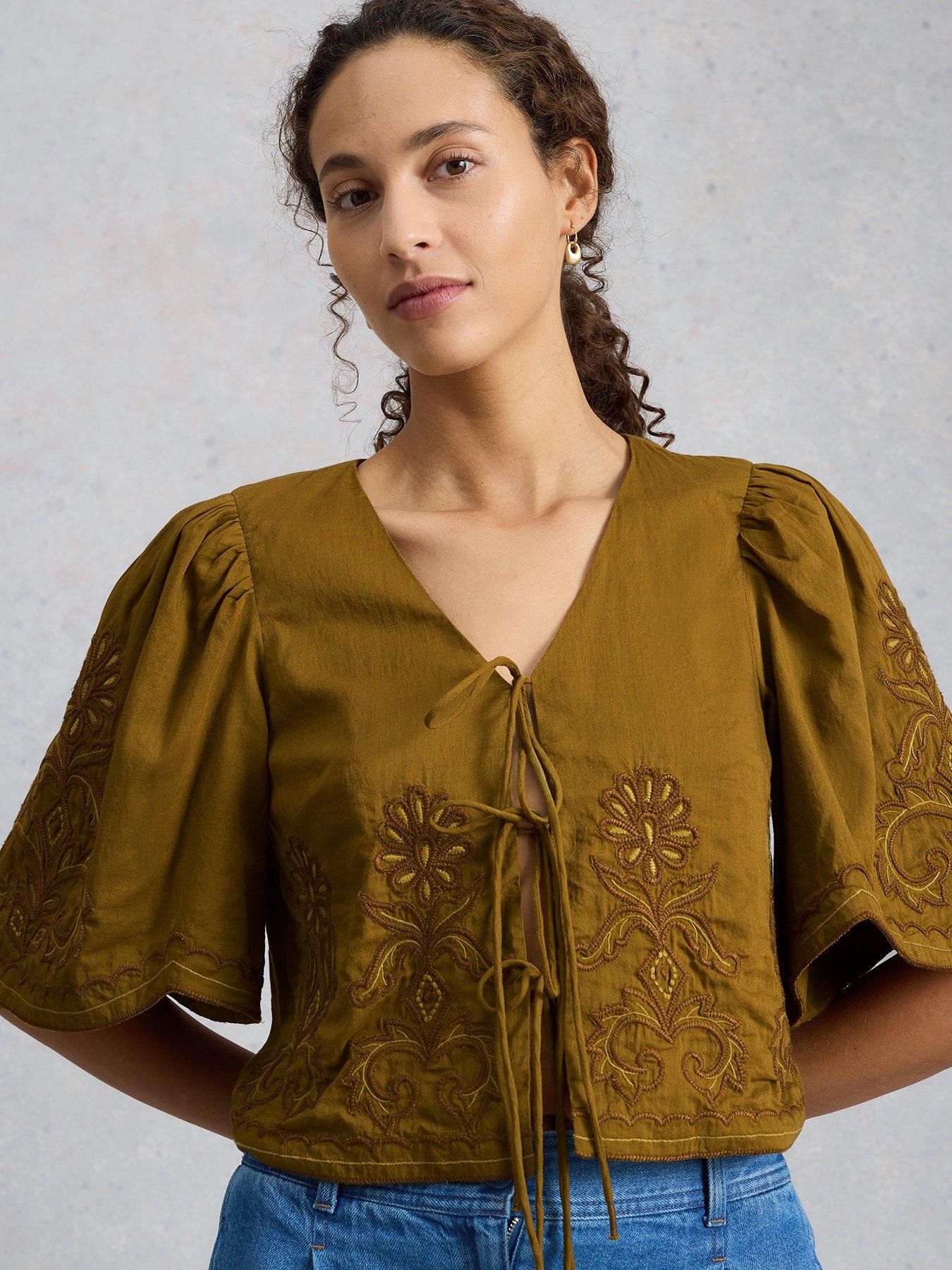 Image 1 of 6 of White Stuff Erin Tie Front Top