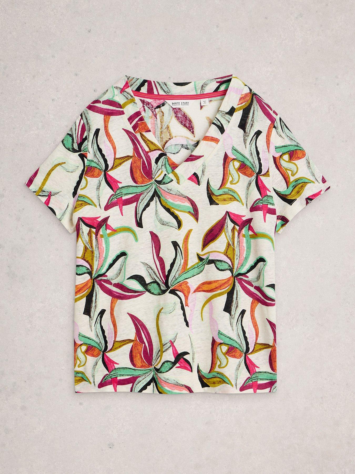 Image 5 of 6 of White Stuff Susie V Neck Linen Tee
