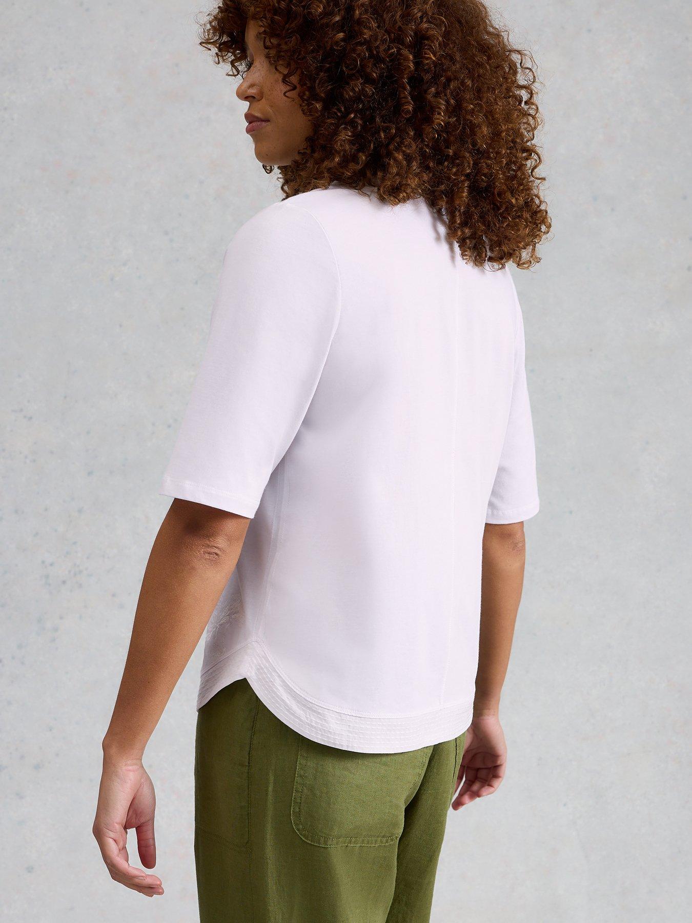 Image 2 of 6 of White Stuff Weaver Notch Embrdoiered Tee