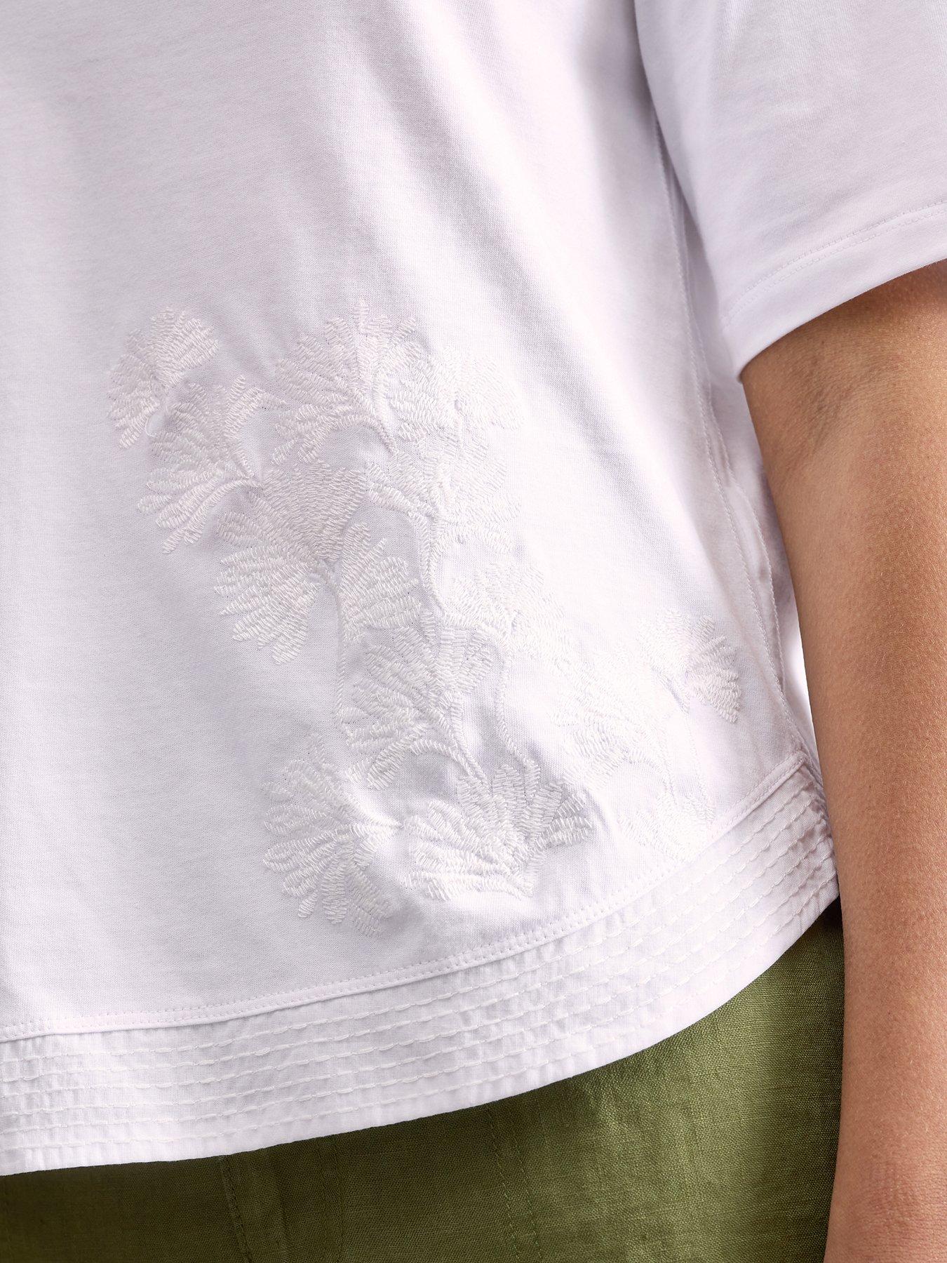 Image 4 of 6 of White Stuff Weaver Notch Embrdoiered Tee