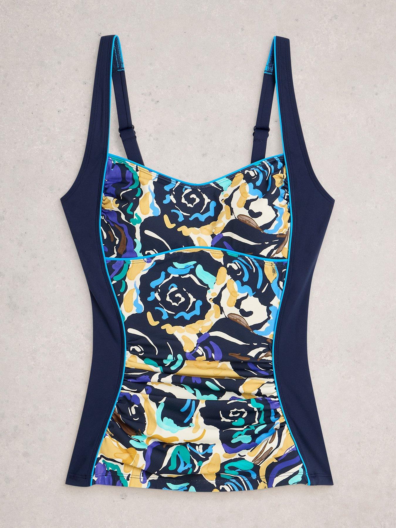  image of white-stuff-splash-tankini-top-navy