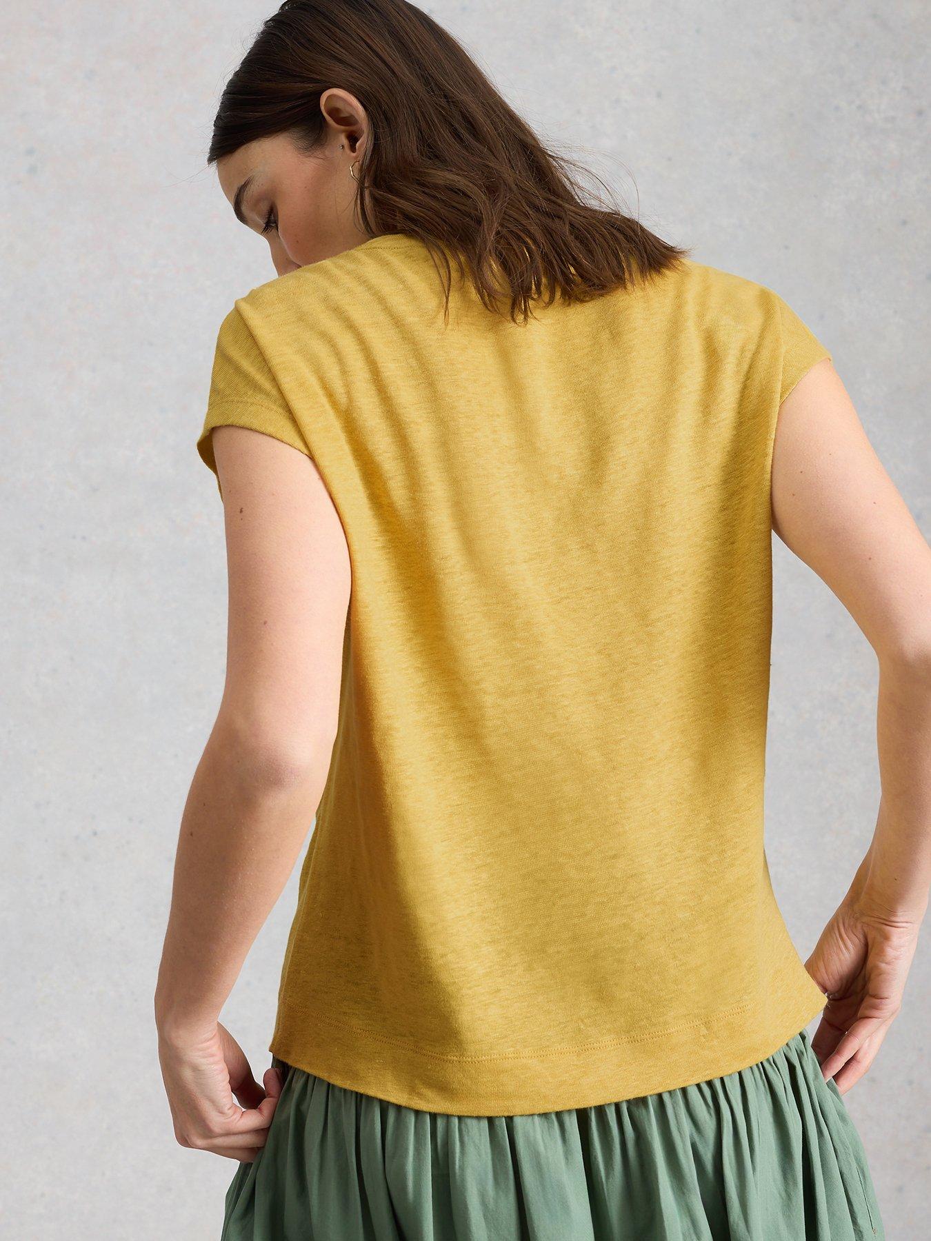  image of white-stuff-rowan-linen-t-shirt-yellow