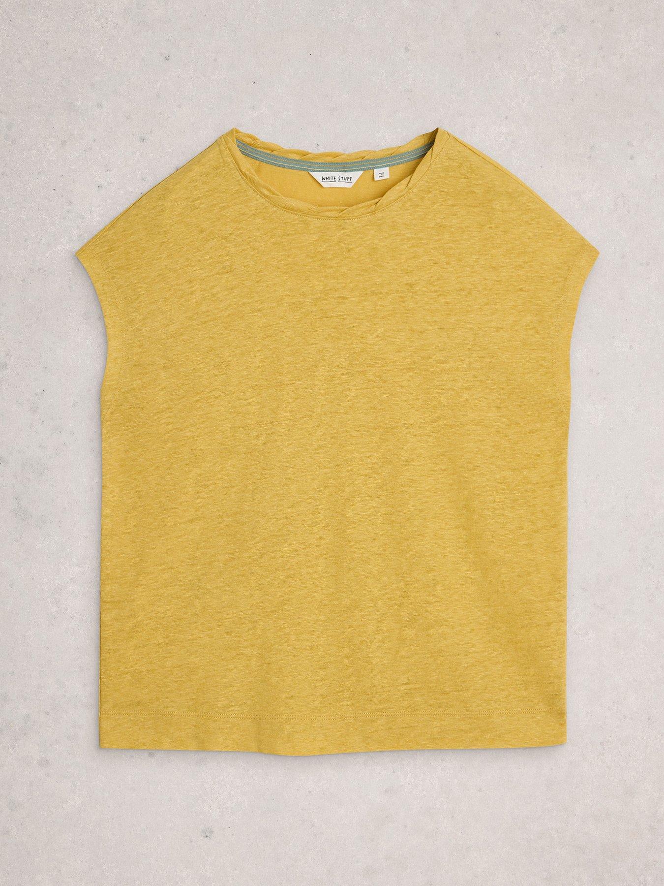  image of white-stuff-rowan-linen-t-shirt-yellow