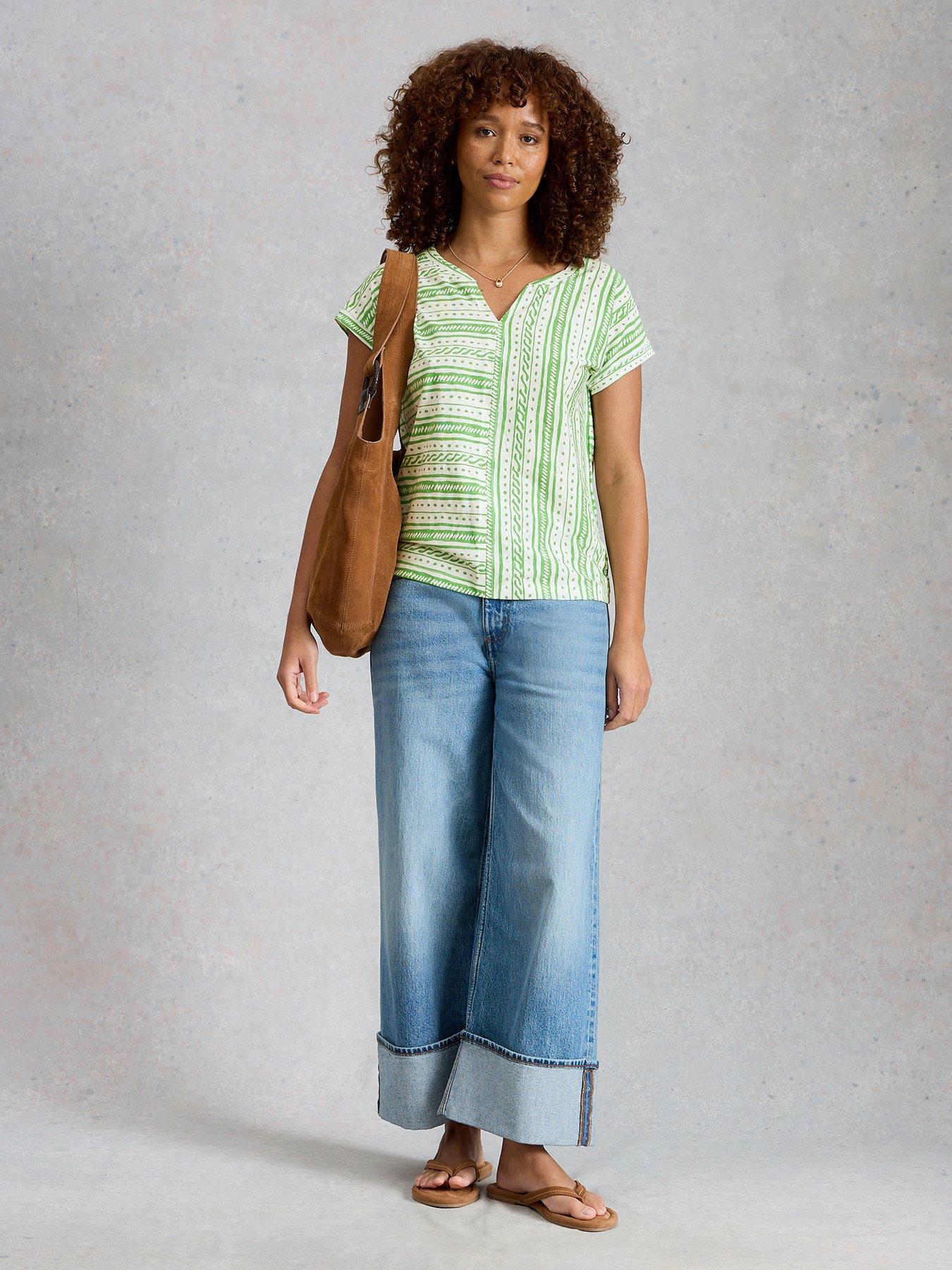 Image 3 of 6 of White Stuff Nelly Notch Stripe Tee - Green