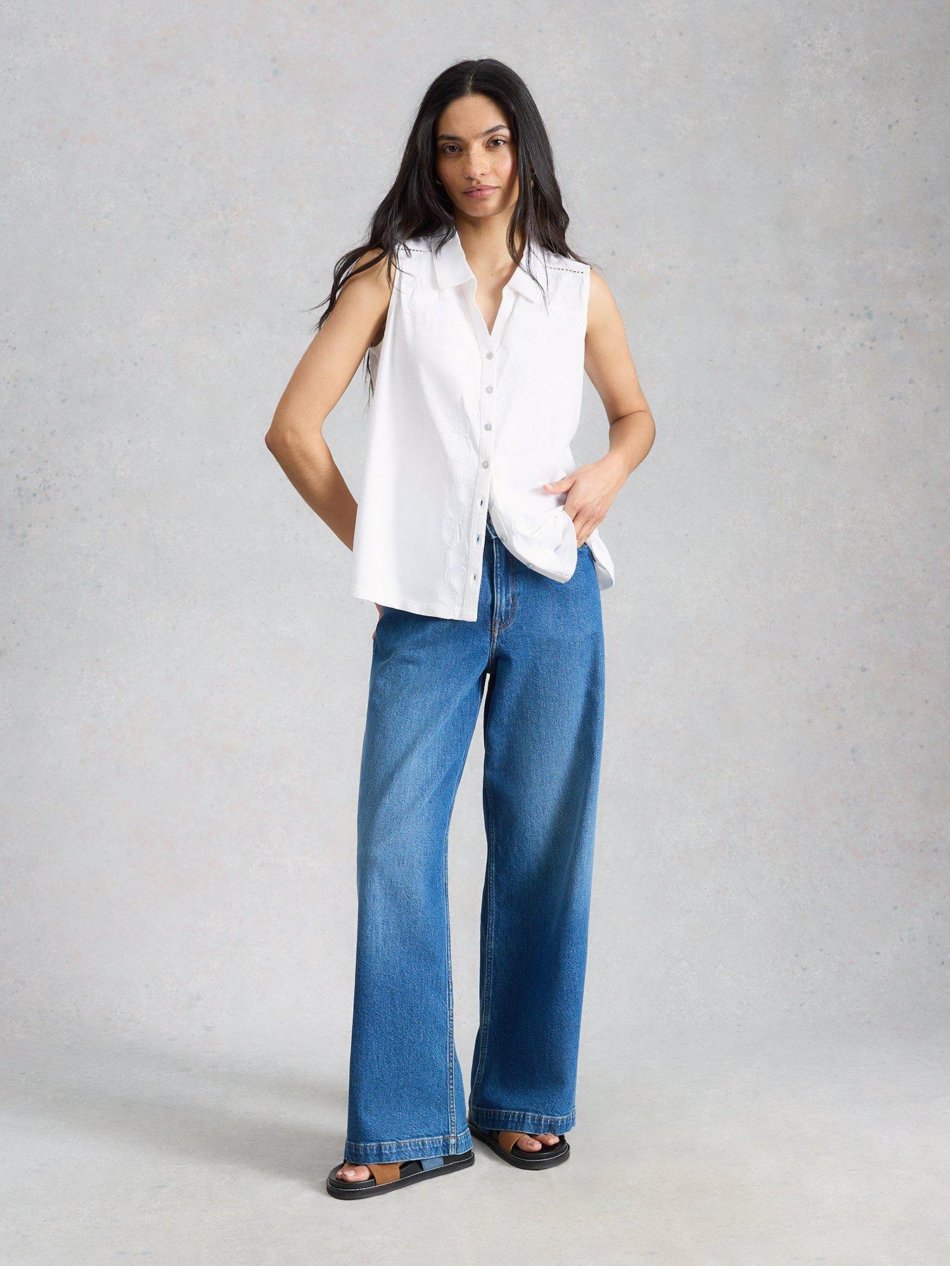 Image 3 of 6 of White Stuff Amy Emb Sleeveless Shirt