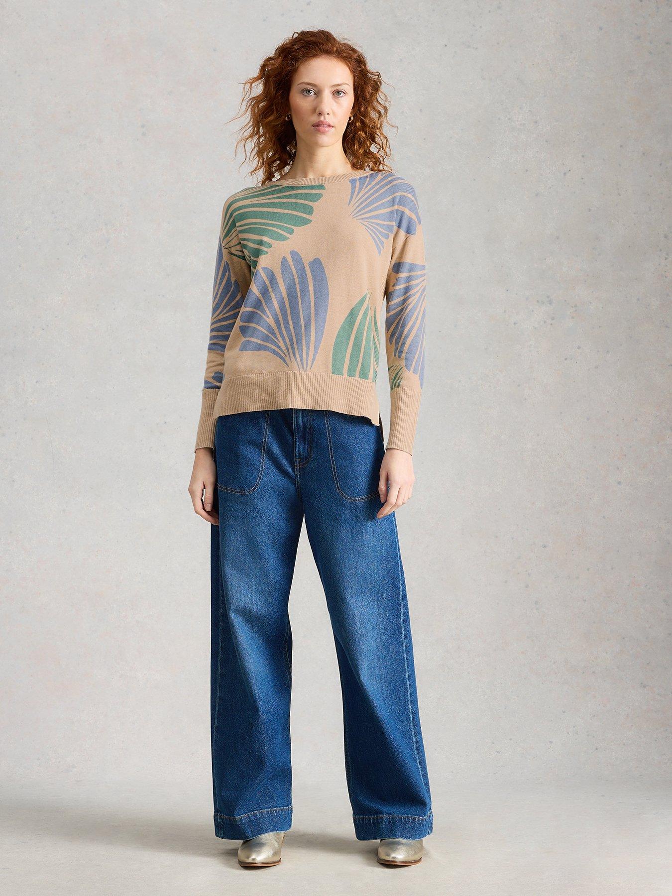 Image 3 of 6 of White Stuff Olive Print Jumper - Beige