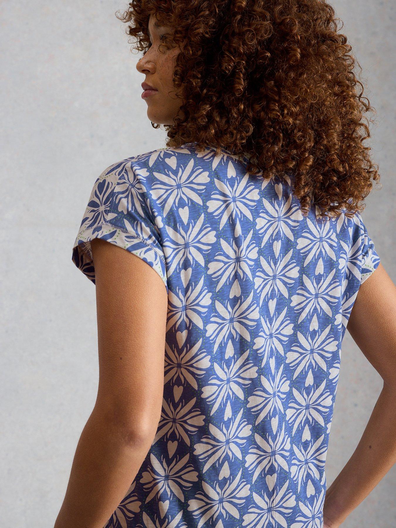 Image 2 of 6 of White Stuff Nelly Notch Neck Tee - Blue