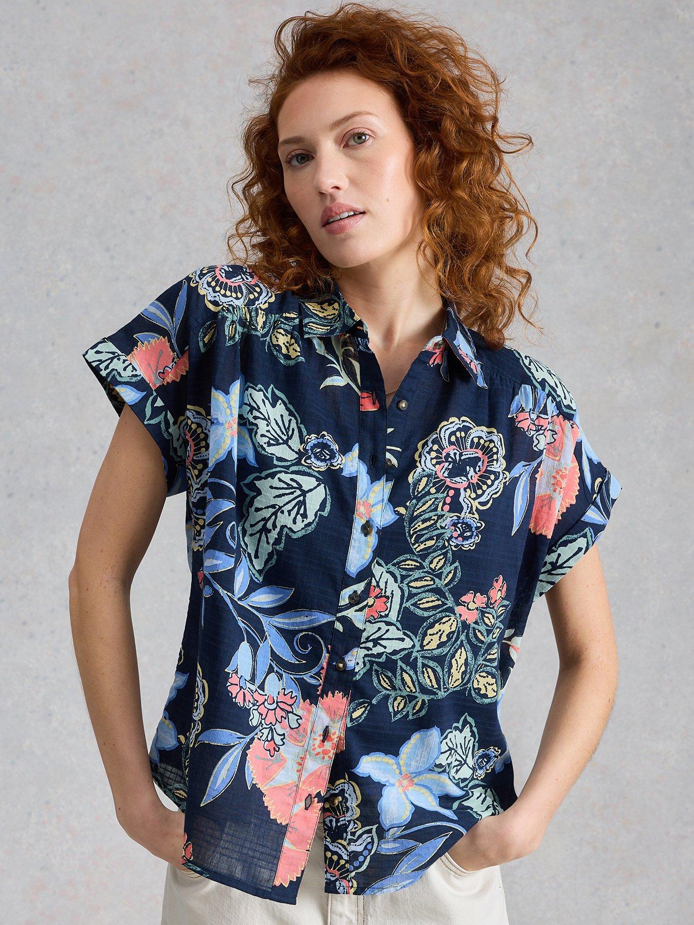 Image 1 of 6 of White Stuff Orla Button Through Shirt - Blue