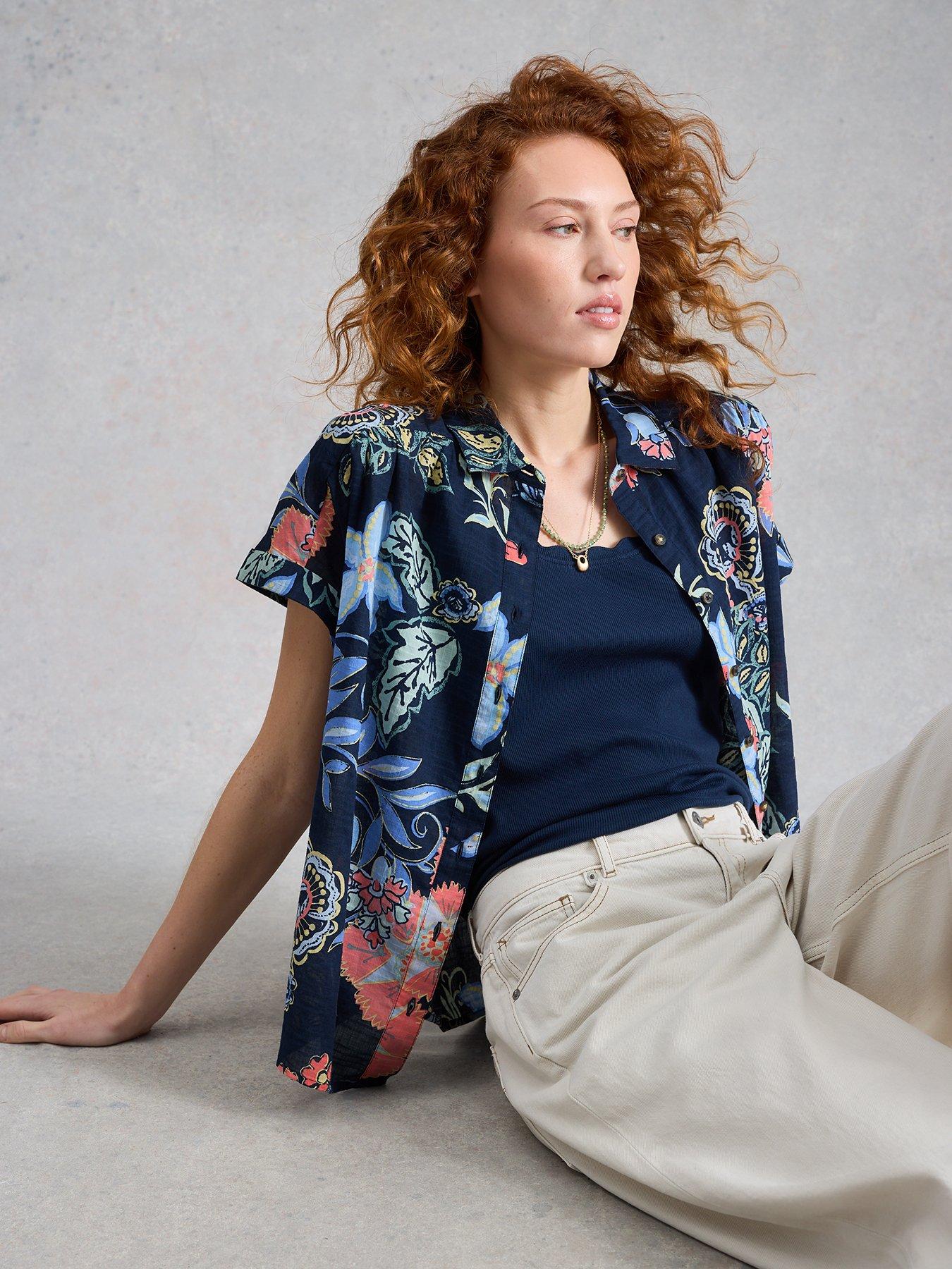 Image 4 of 6 of White Stuff Orla Button Through Shirt - Blue