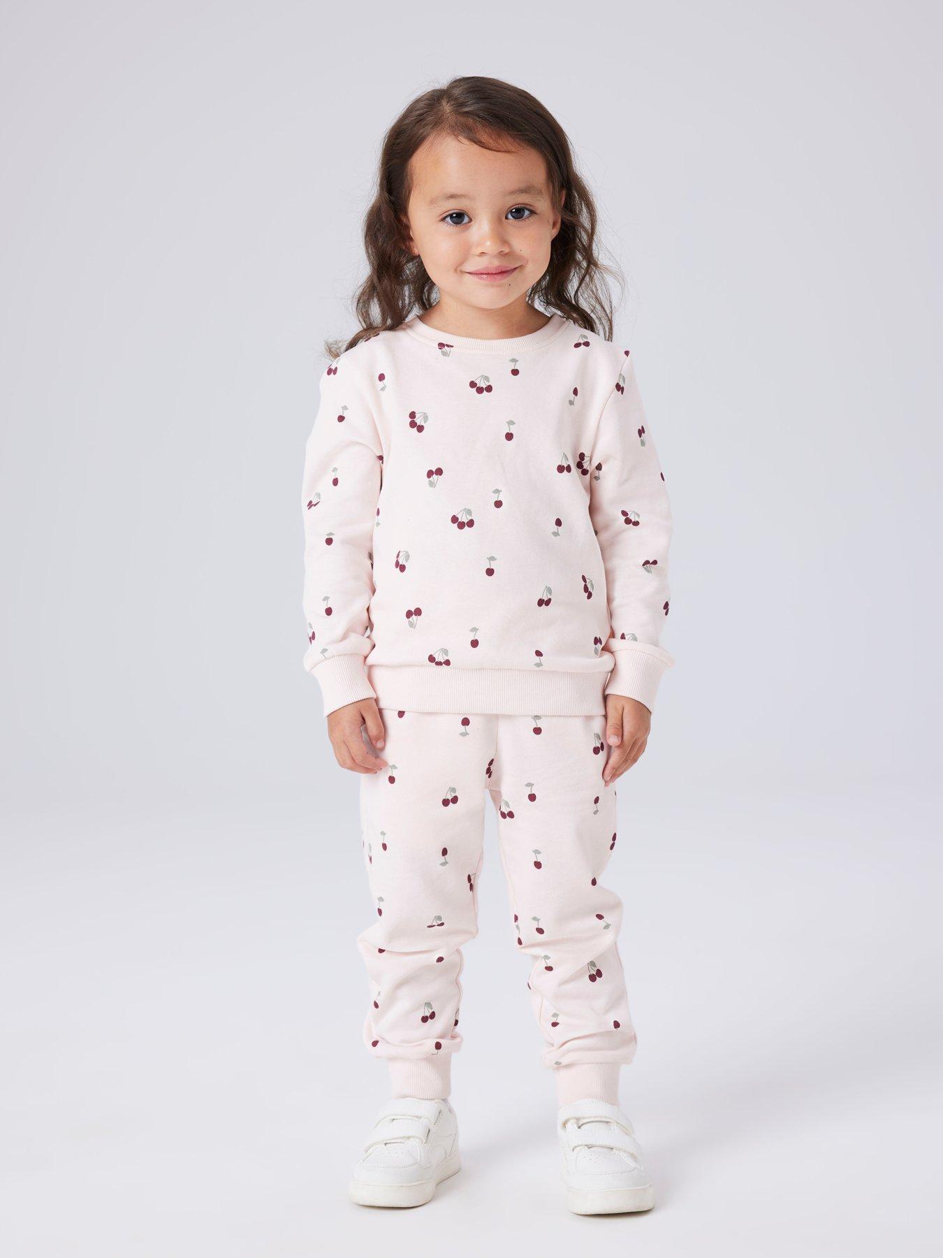 Name It Girls Cherry Print Co-ord Joggers - Pink