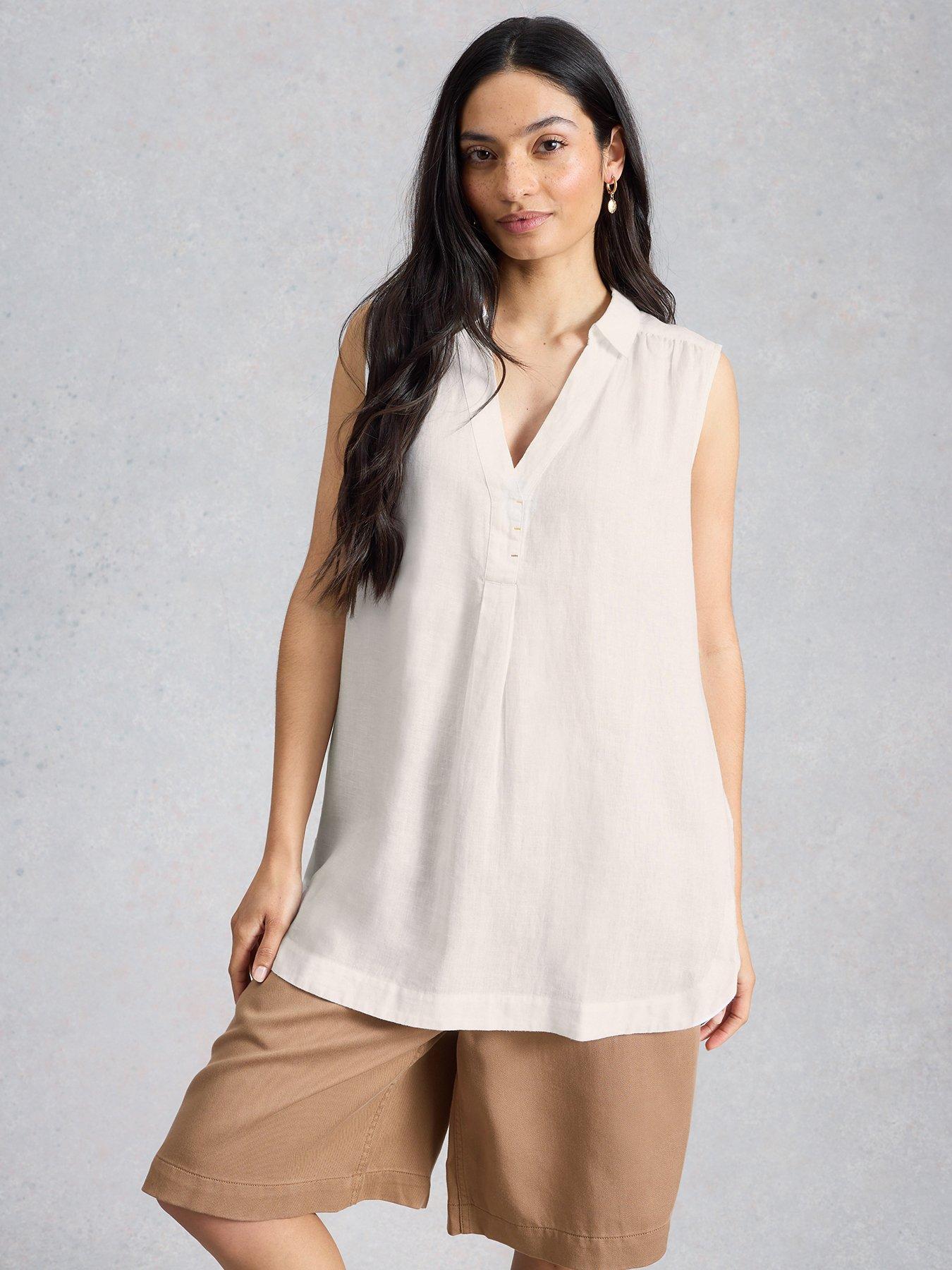 front image of white-stuff-bianca-sleeveless-linen-tunic