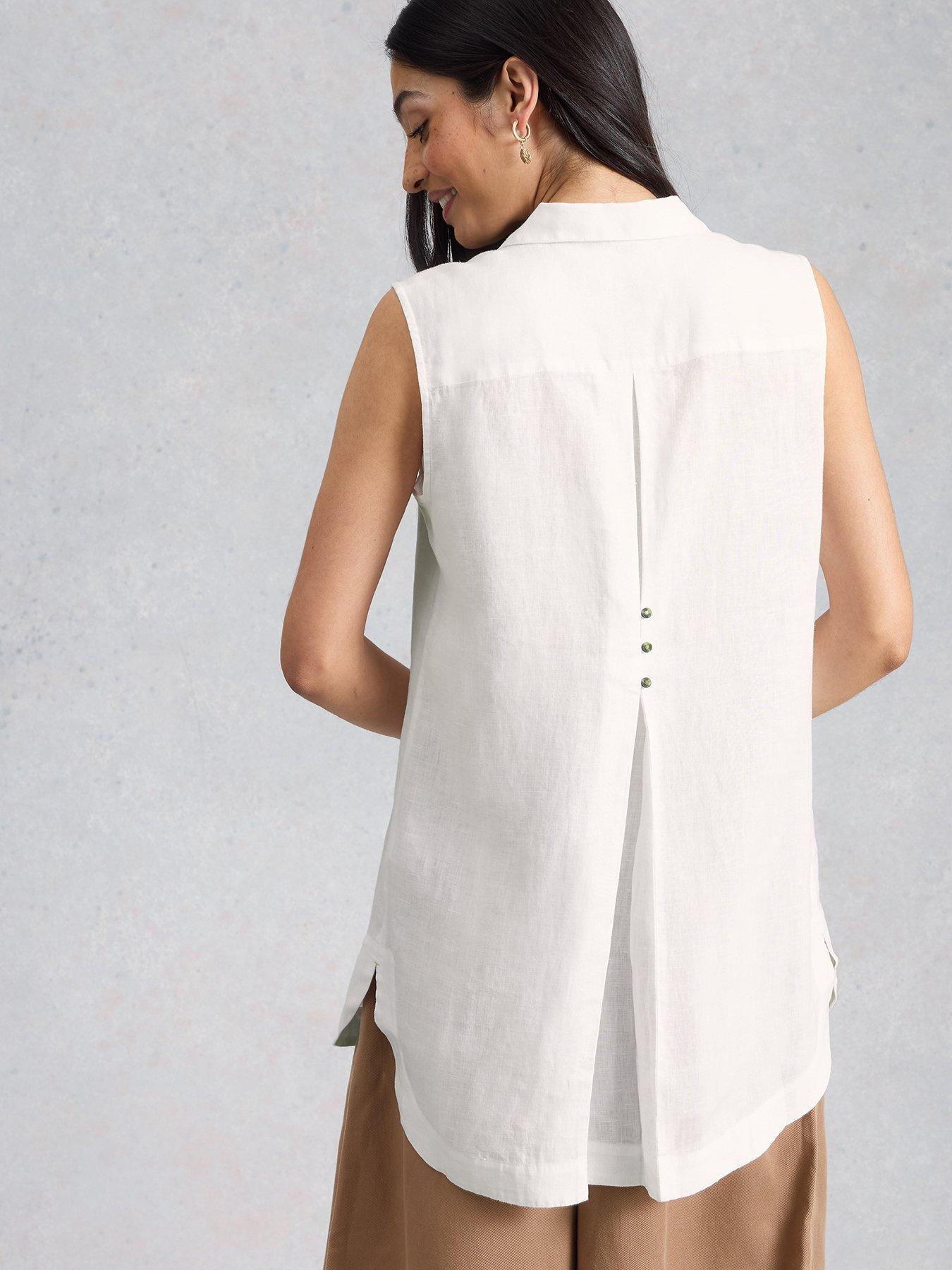Image 2 of 6 of White Stuff Bianca Sleeveless Linen Tunic - White
