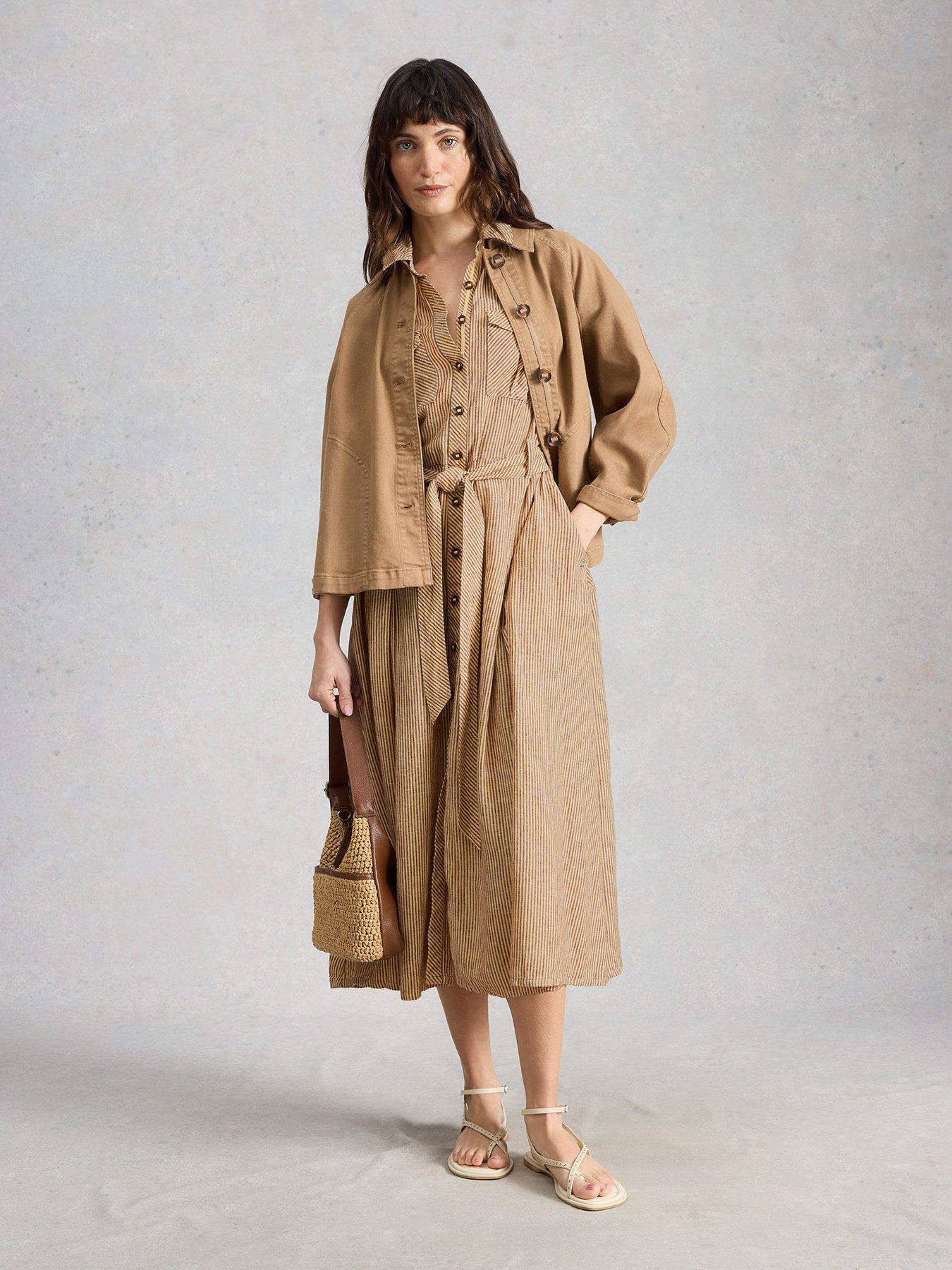 White Stuff Tiff Linen Blend Shirt Dress - Beige | Littlewoods
