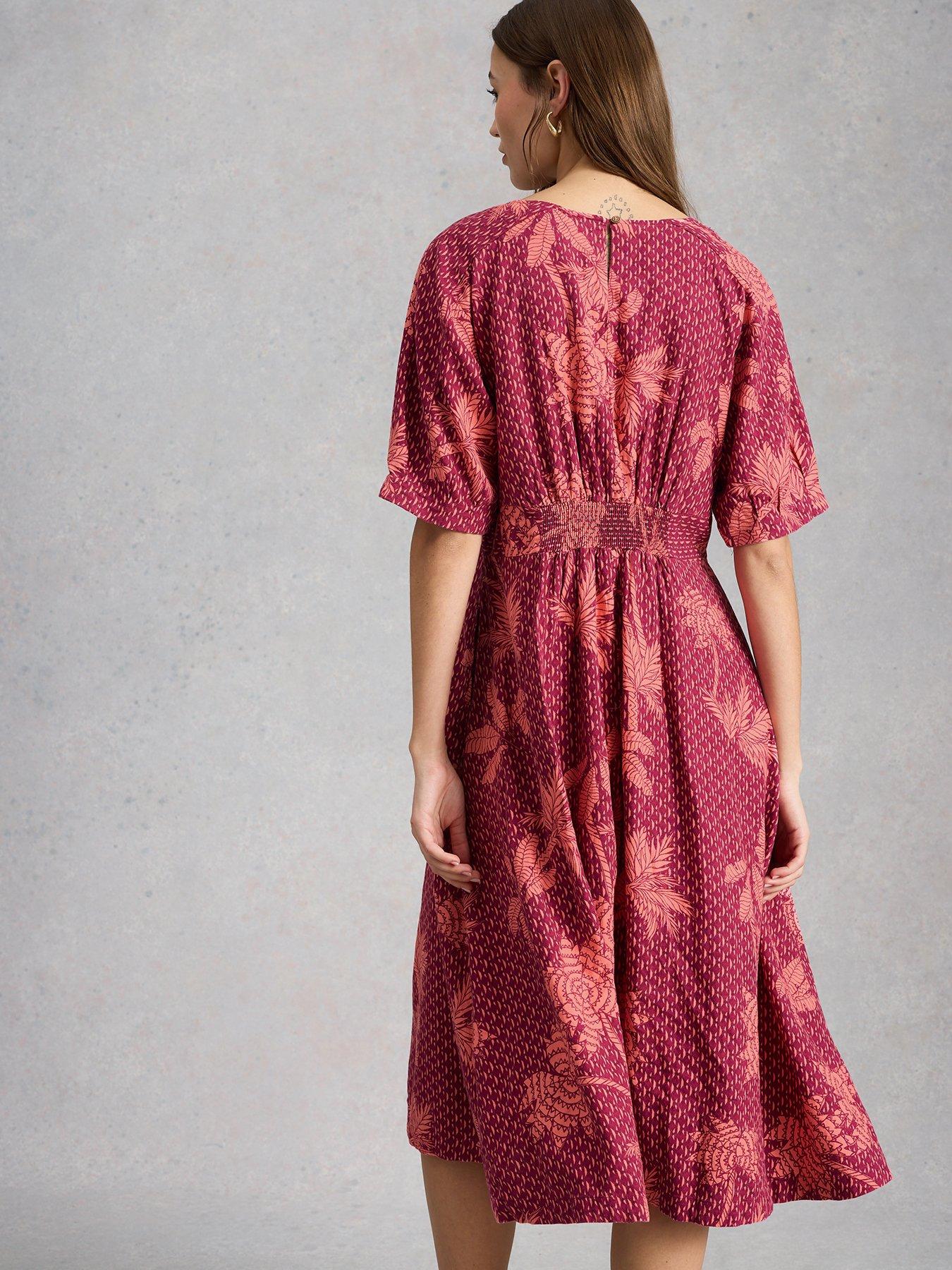  image of white-stuff-kate-linen-blend-dress-pink