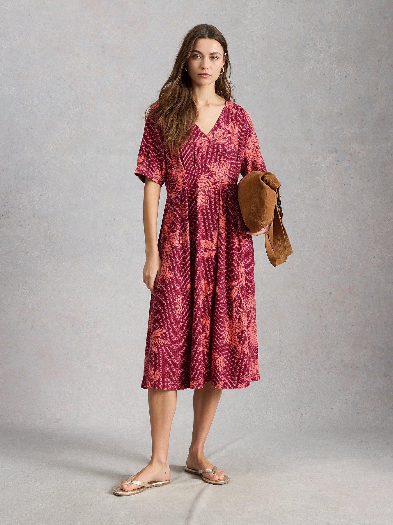  image of white-stuff-kate-linen-blend-dress-pink