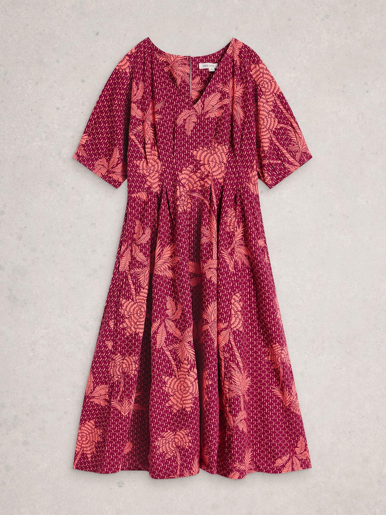  image of white-stuff-kate-linen-blend-dress-pink