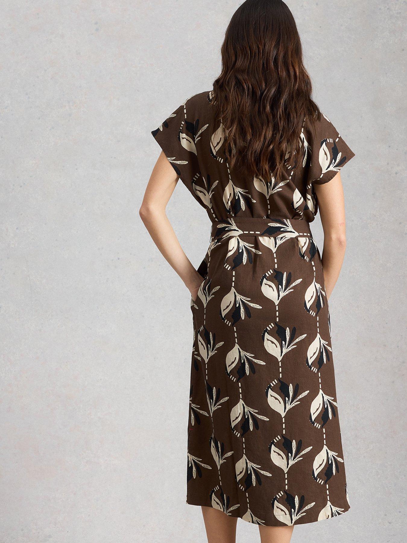 Image 2 of 6 of White Stuff Mimi Linen Blend Dress - Brown
