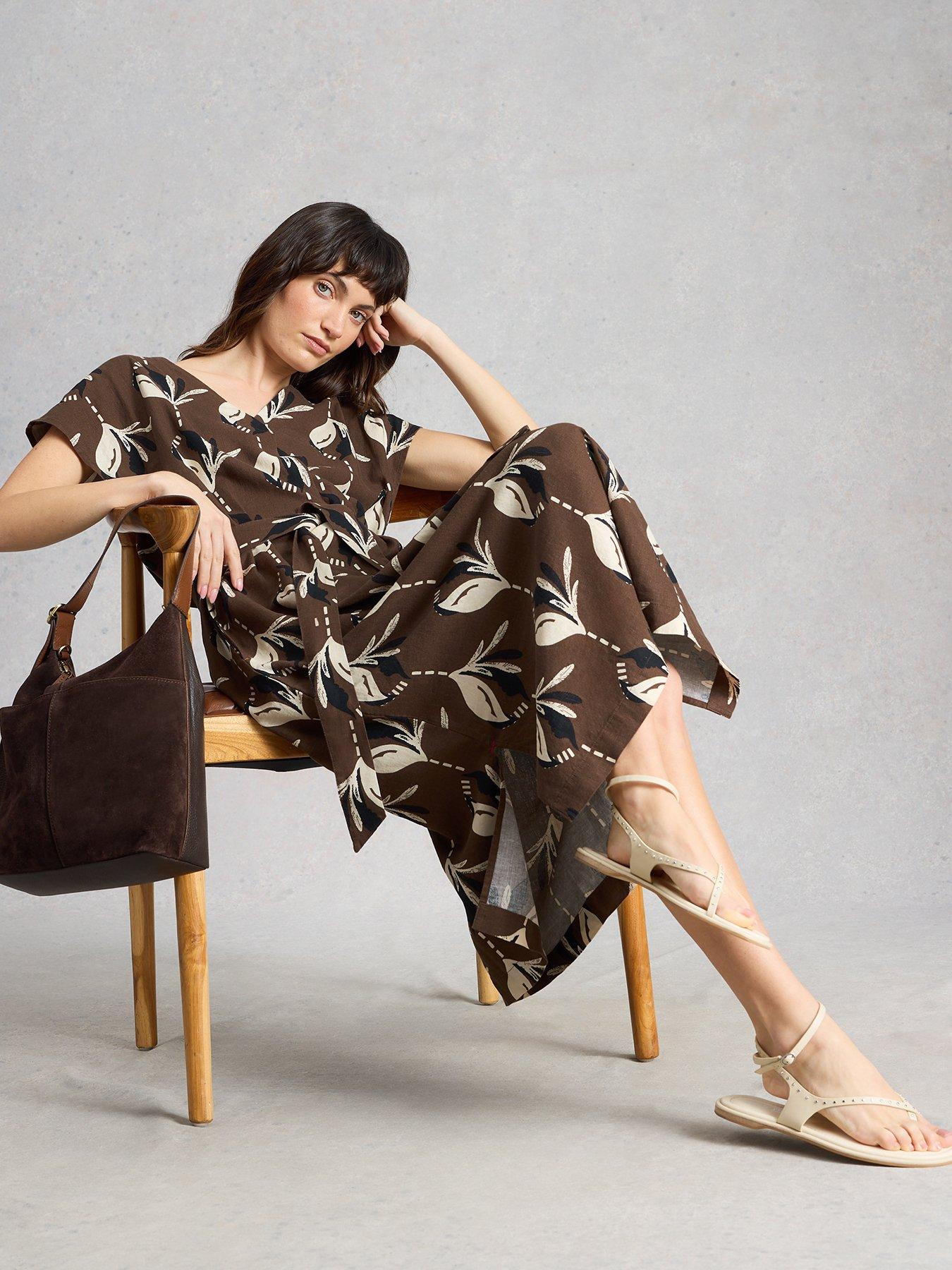 Image 3 of 6 of White Stuff Mimi Linen Blend Dress - Brown