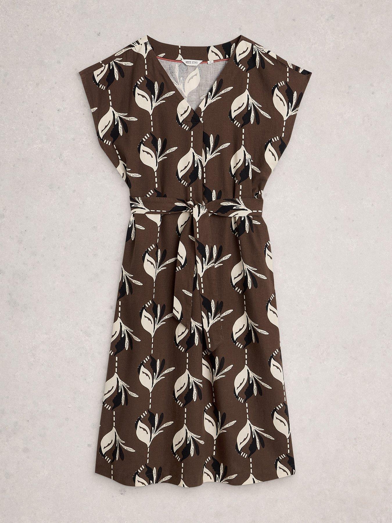 Image 5 of 6 of White Stuff Mimi Linen Blend Dress - Brown