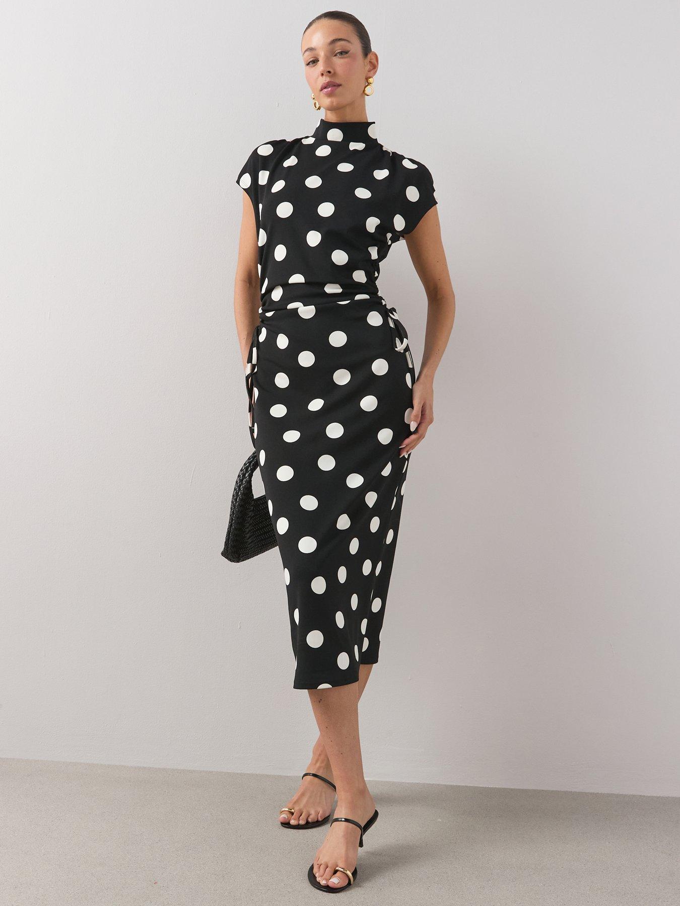 The Very Collection High Neck Ruched Size Midaxi Dress - Multi