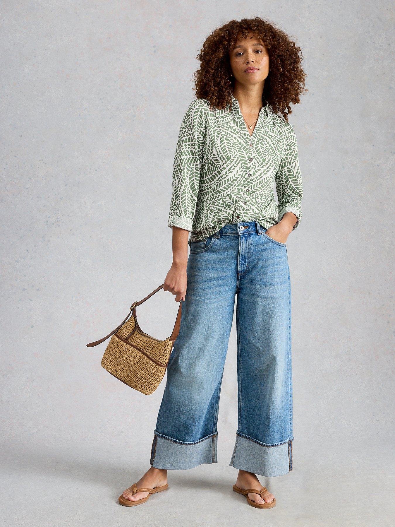Image 3 of 6 of White Stuff Annie Jersey Embroidered Shirt - Green