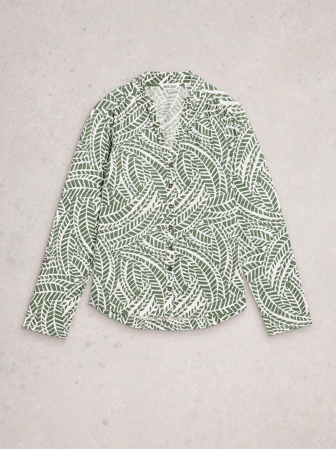 Image 5 of 6 of White Stuff Annie Jersey Embroidered Shirt - Green
