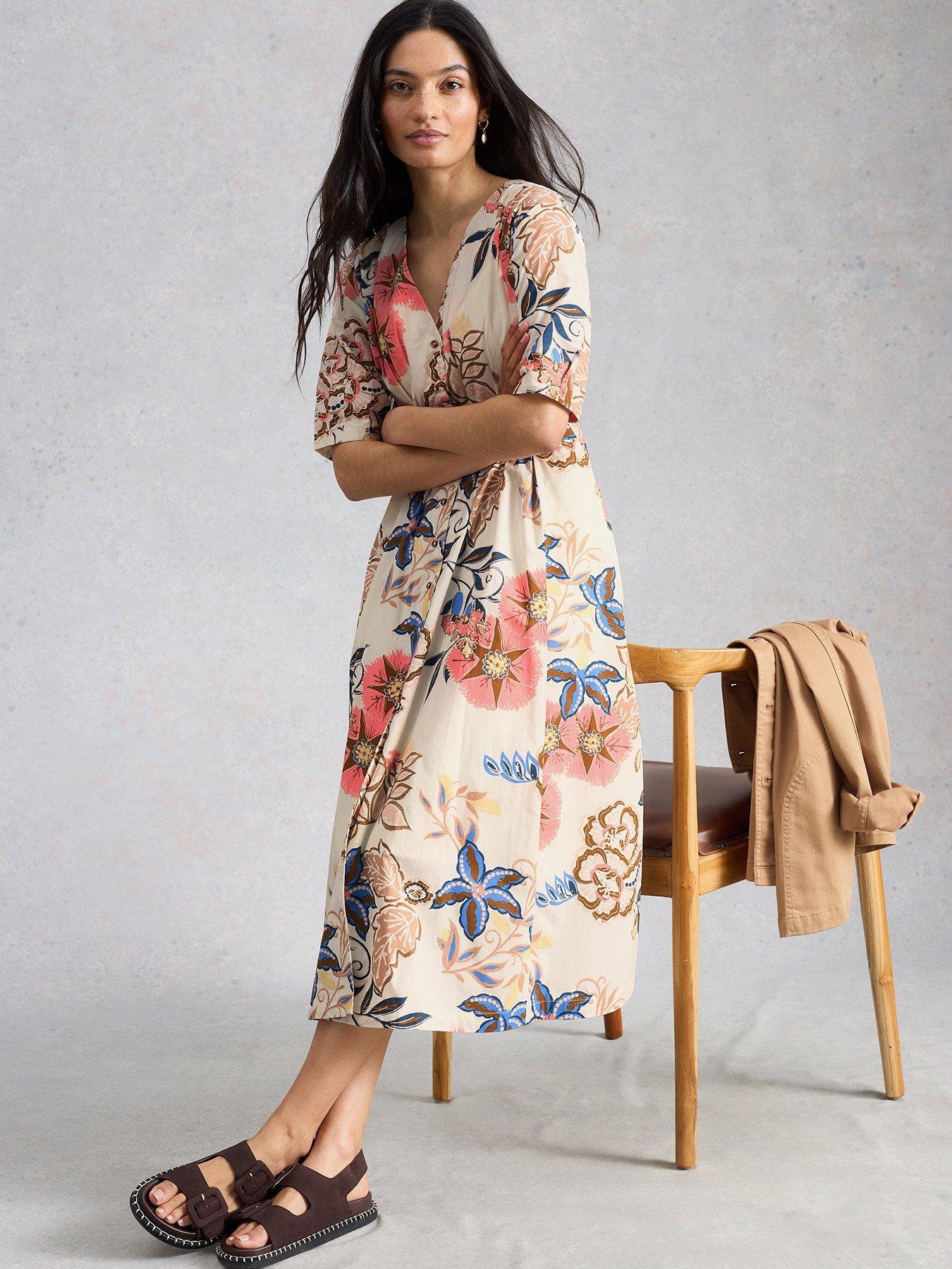 Image 1 of 6 of White Stuff Kate Button Through Midi Dress