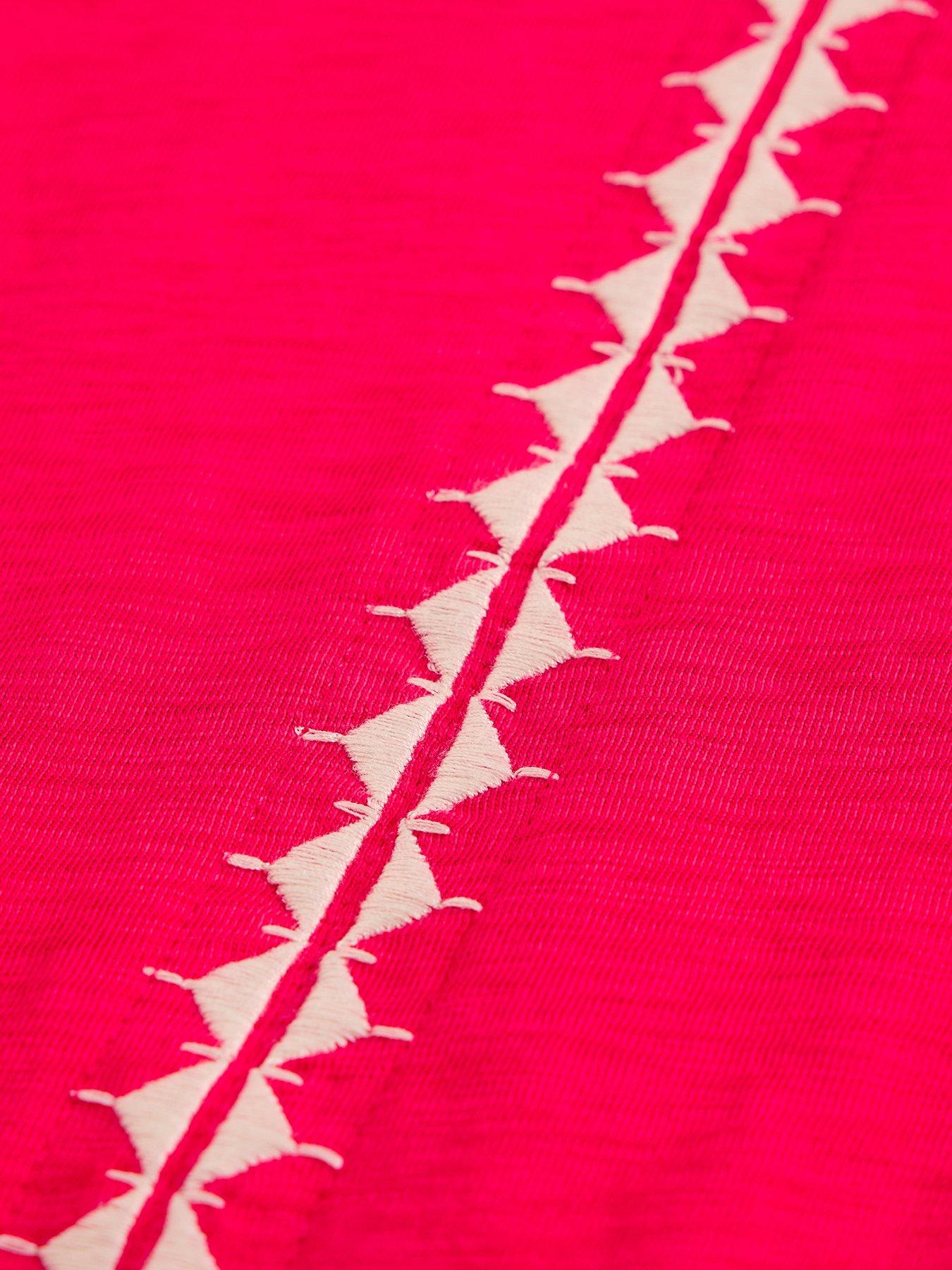 Image 6 of 6 of White Stuff Nelly Plain Embroidered Tee - Pink