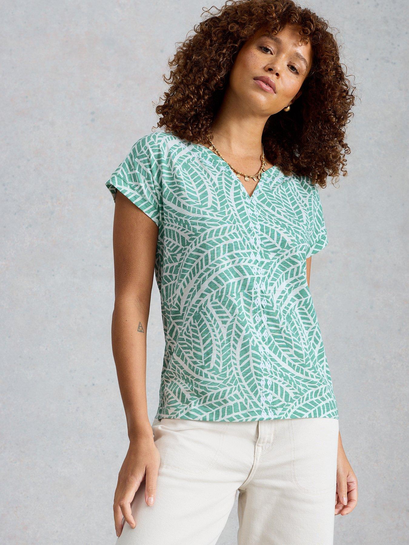 front image of white-stuff-nelly-print-embroidered-tee