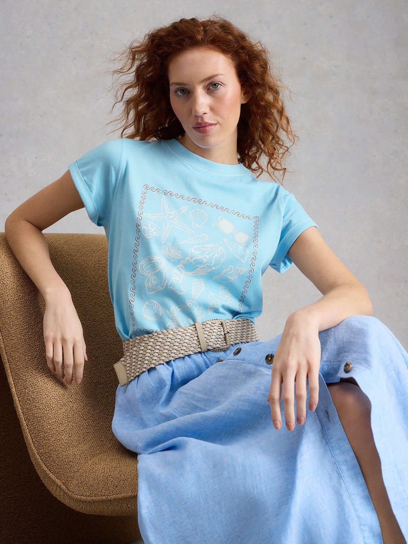 Image 4 of 6 of White Stuff Gina Graphic Tee - Blue