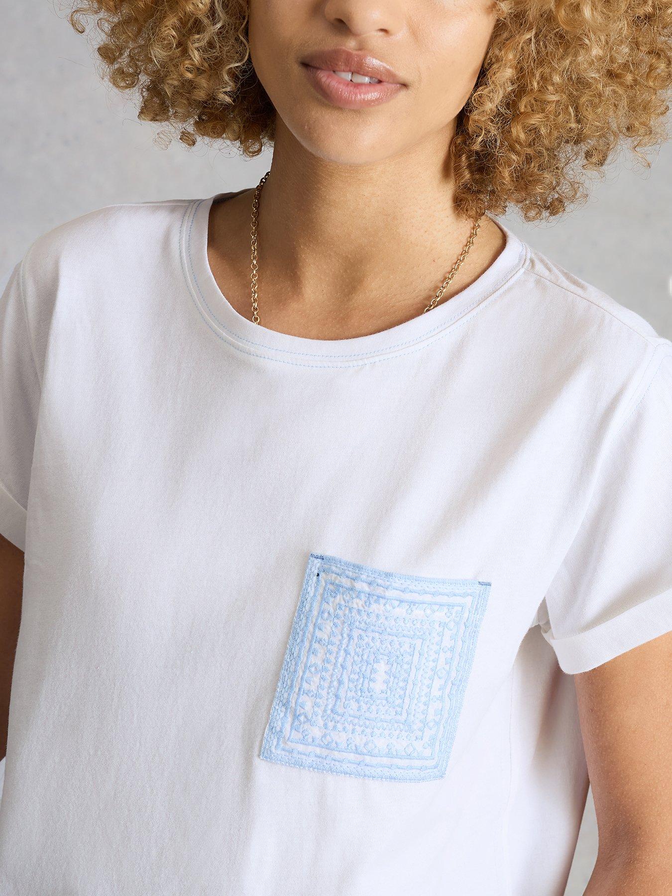 Image 4 of 6 of White Stuff Gina Embroidered Pocket Tee