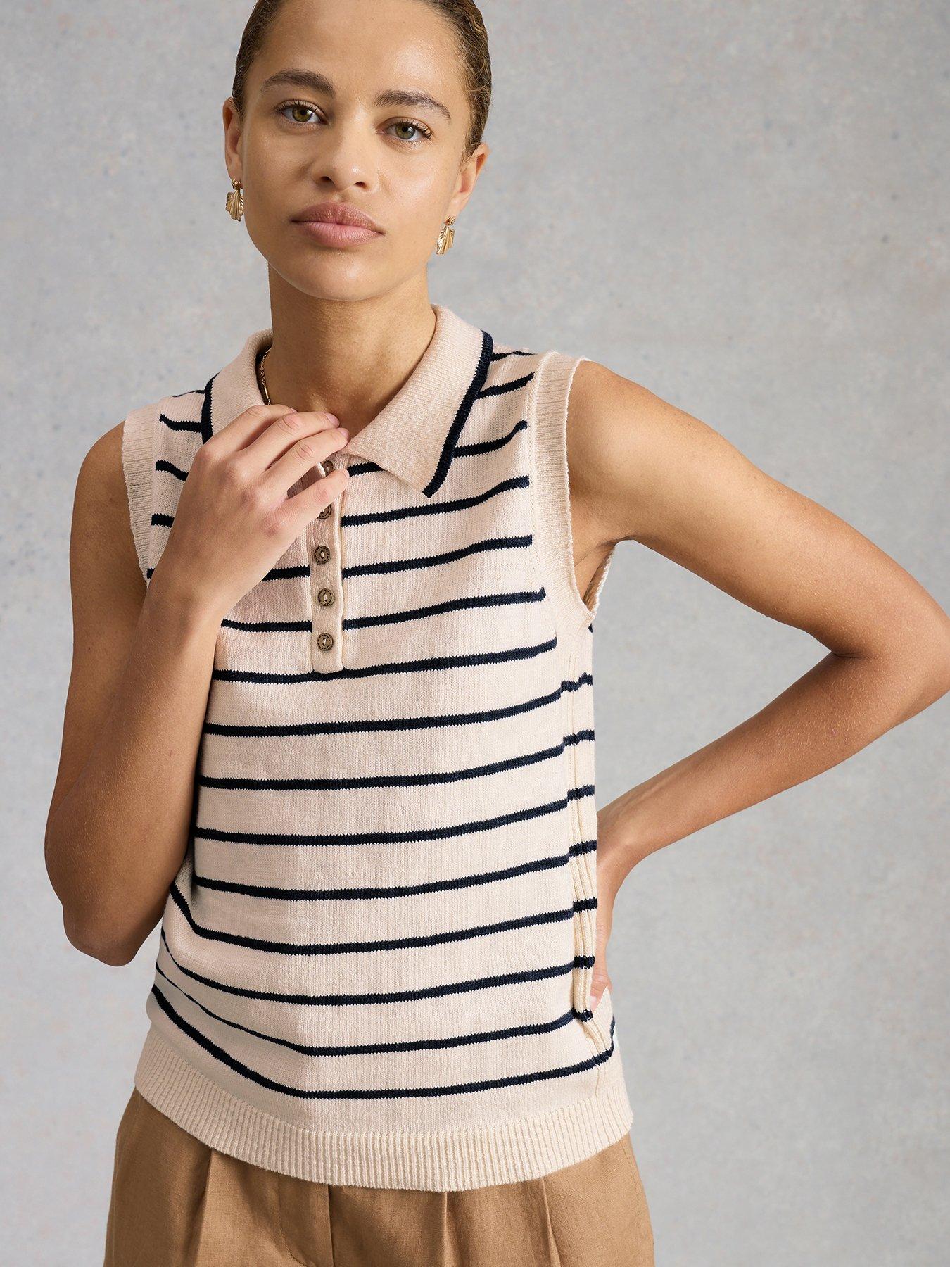 White Stuff Candice Stripe Collar Vest
