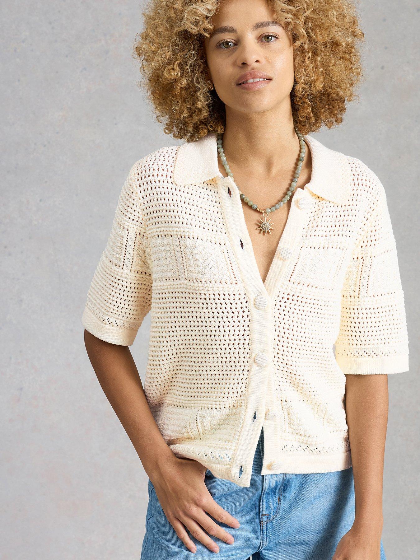 Image 1 of 6 of White Stuff Gemima Collar Cardigan - Ivory