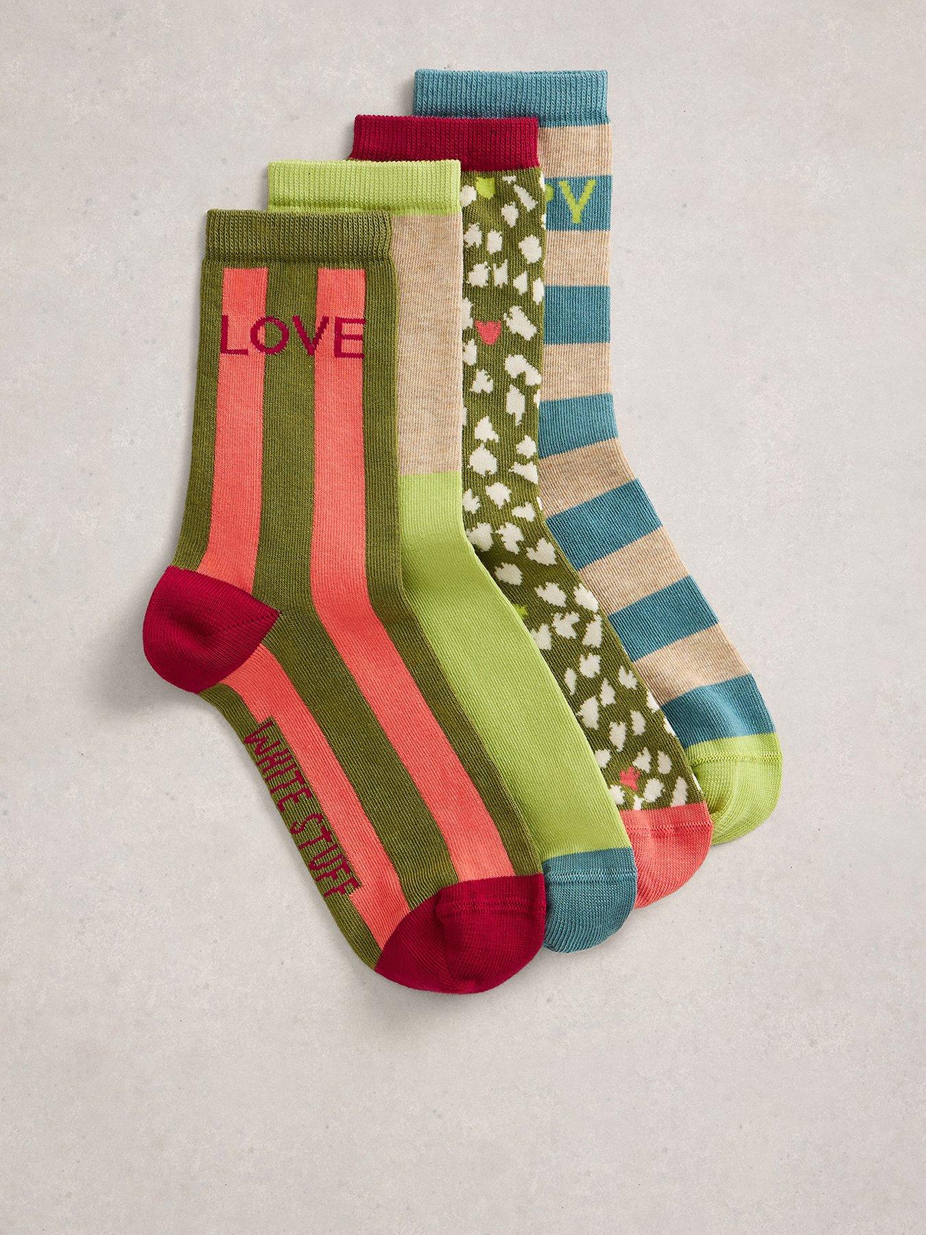 Image 1 of 4 of White Stuff 4pk Pop Block Ankle Socks