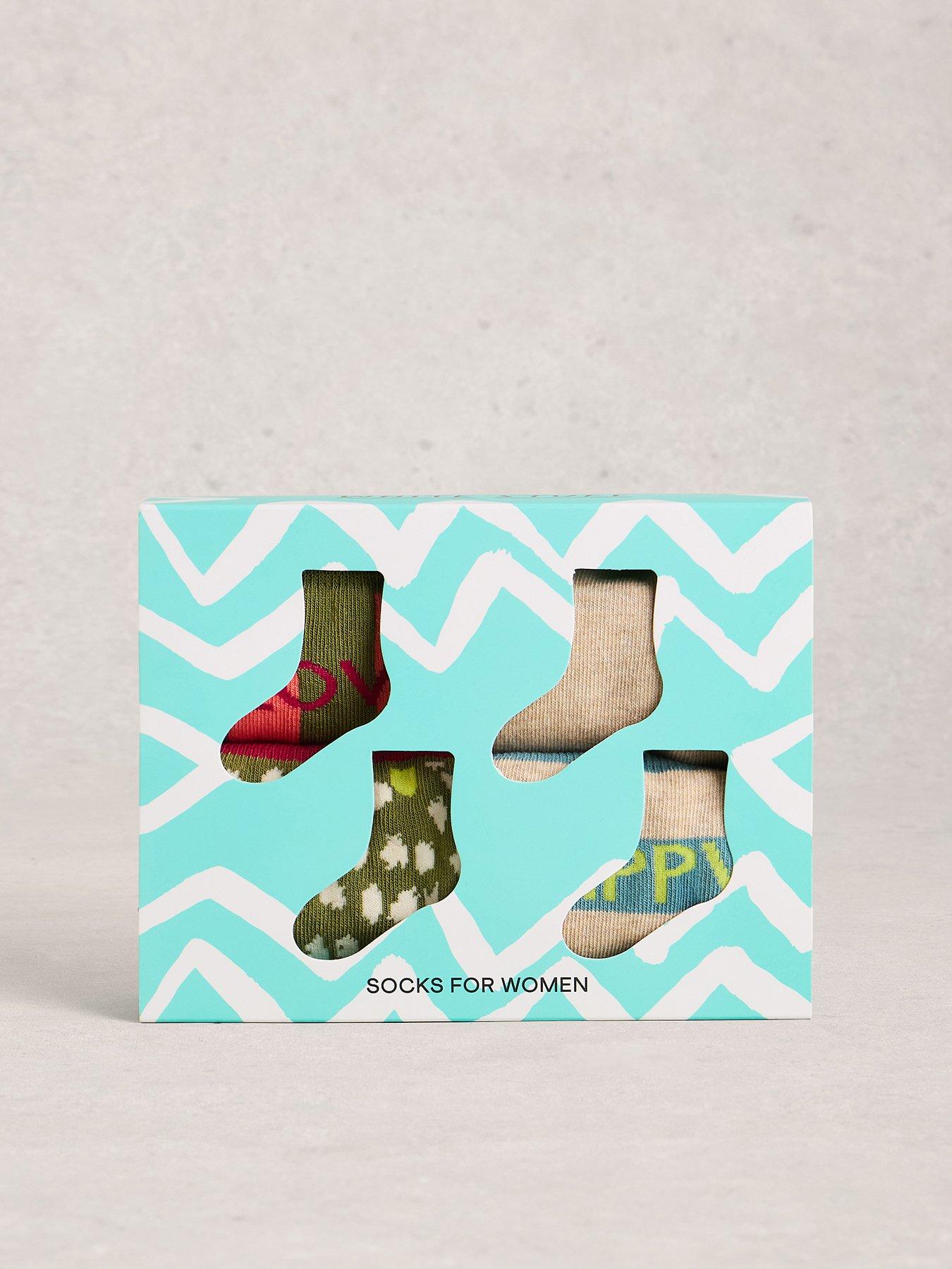 Image 3 of 4 of White Stuff 4pk Pop Block Ankle Socks