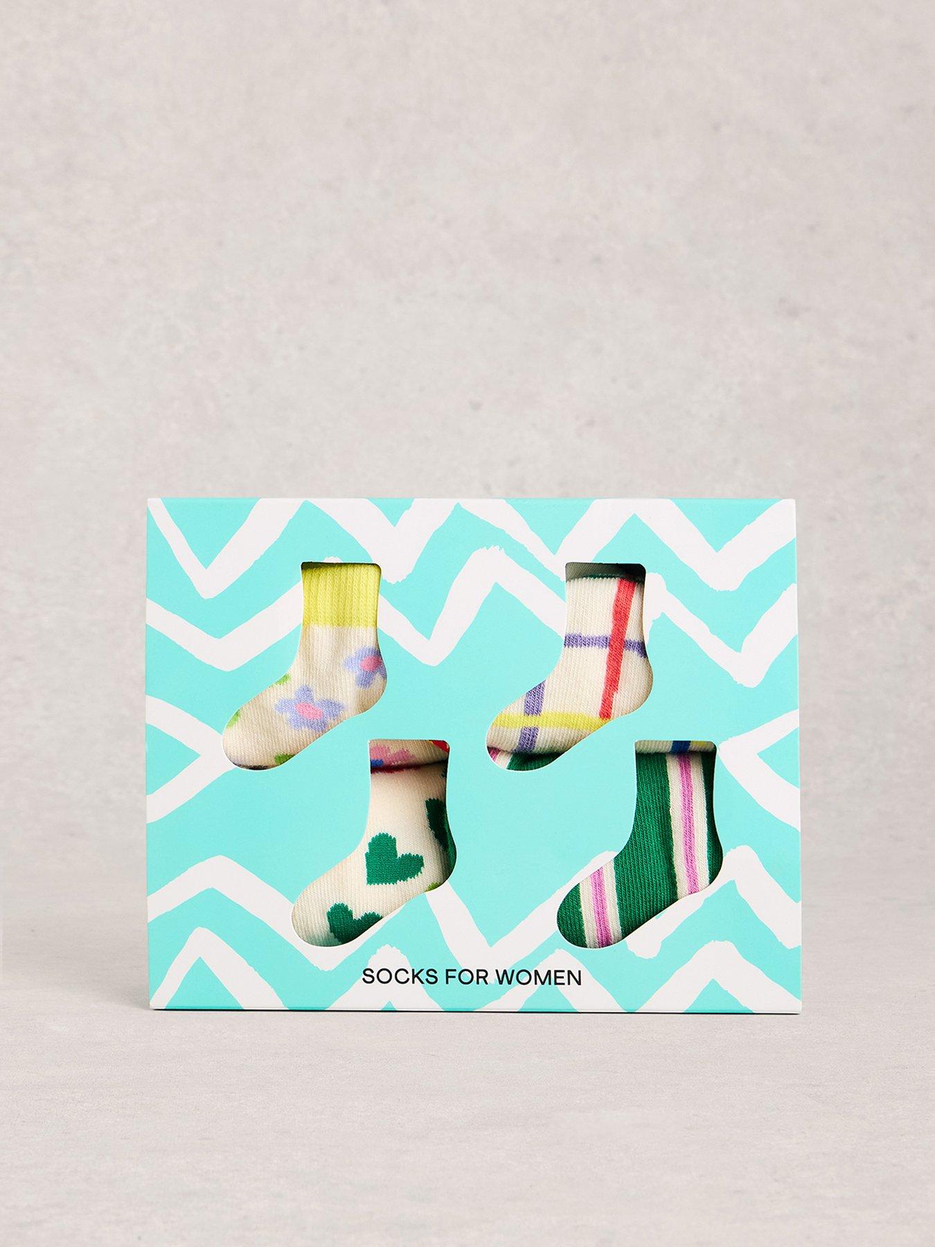 Image 3 of 4 of White Stuff 4Pk Bright Pattern Ankle Socks - Green