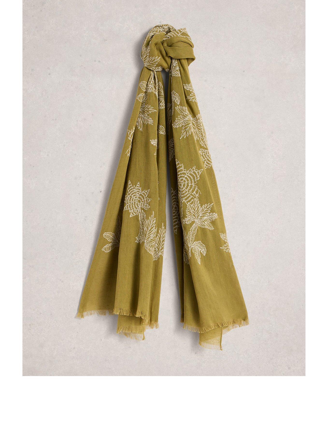  image of white-stuff-embroidered-plain-scarf