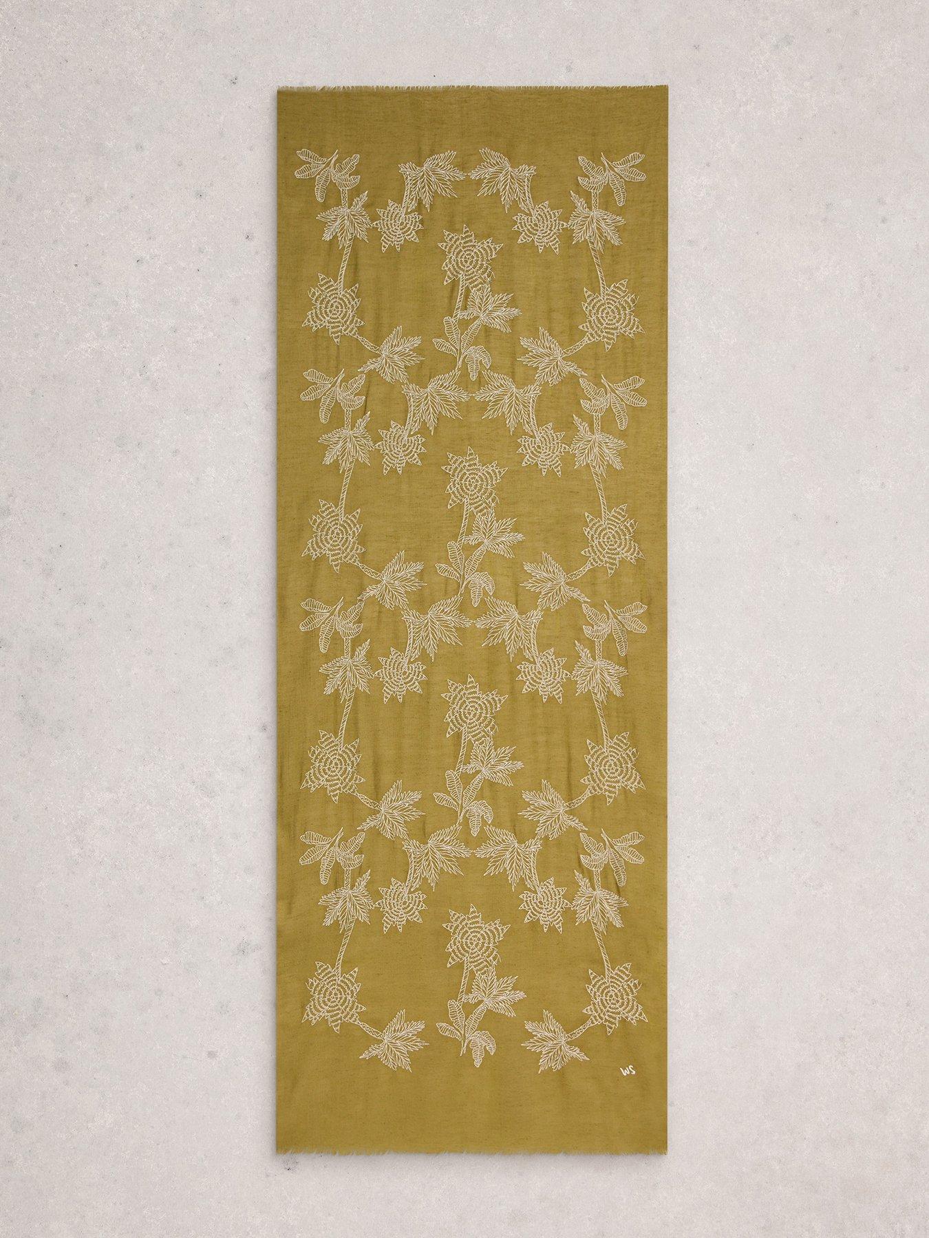  image of white-stuff-embroidered-plain-scarf