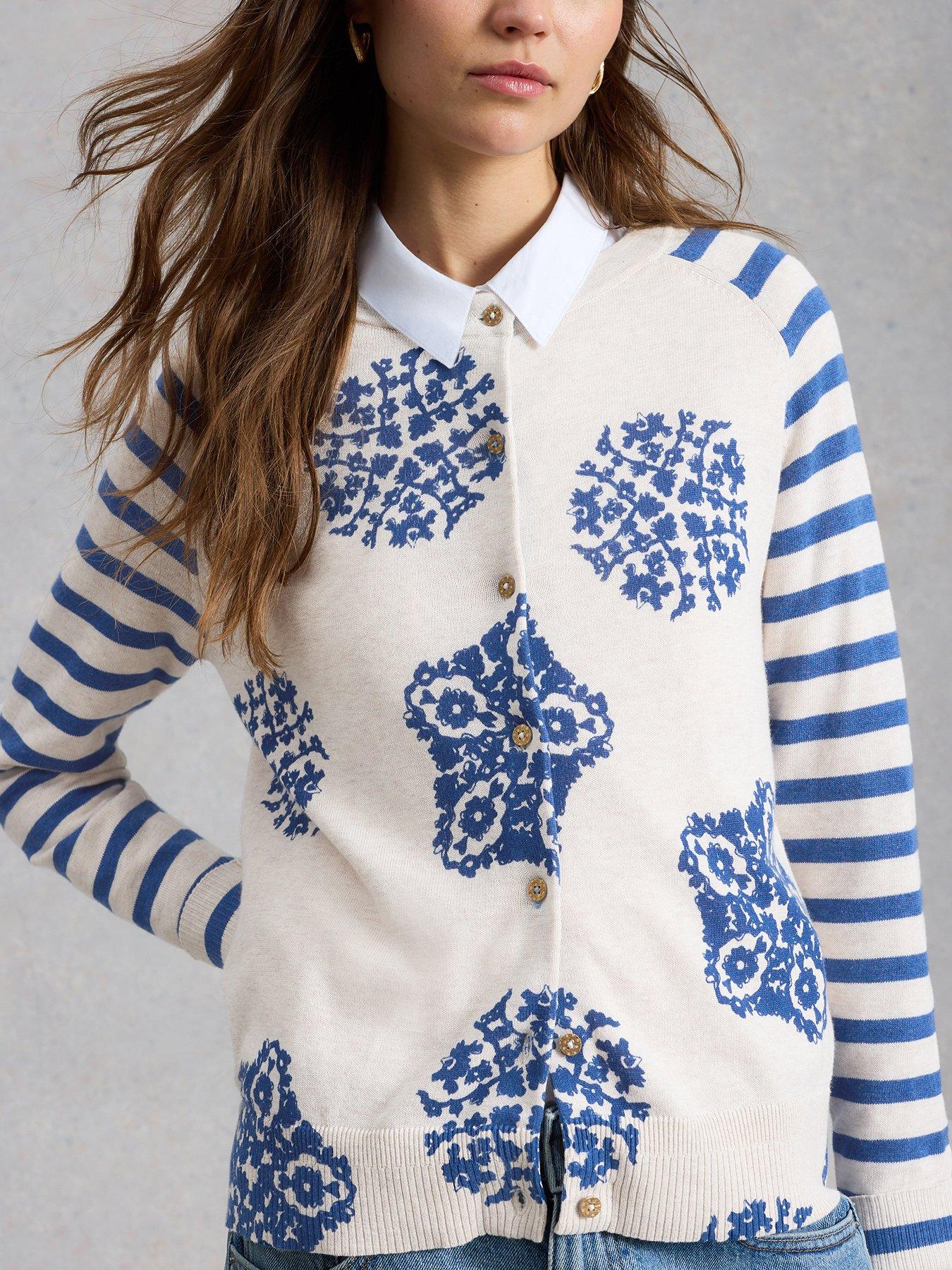 Image 1 of 6 of White Stuff Lulu Print Cardigan - Ivory