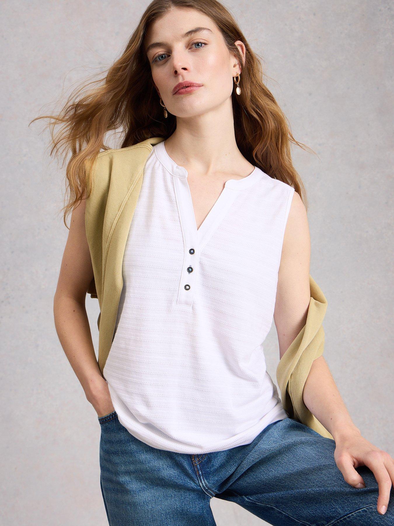 Image 4 of 6 of White Stuff Nora Texture Notch Vest - White