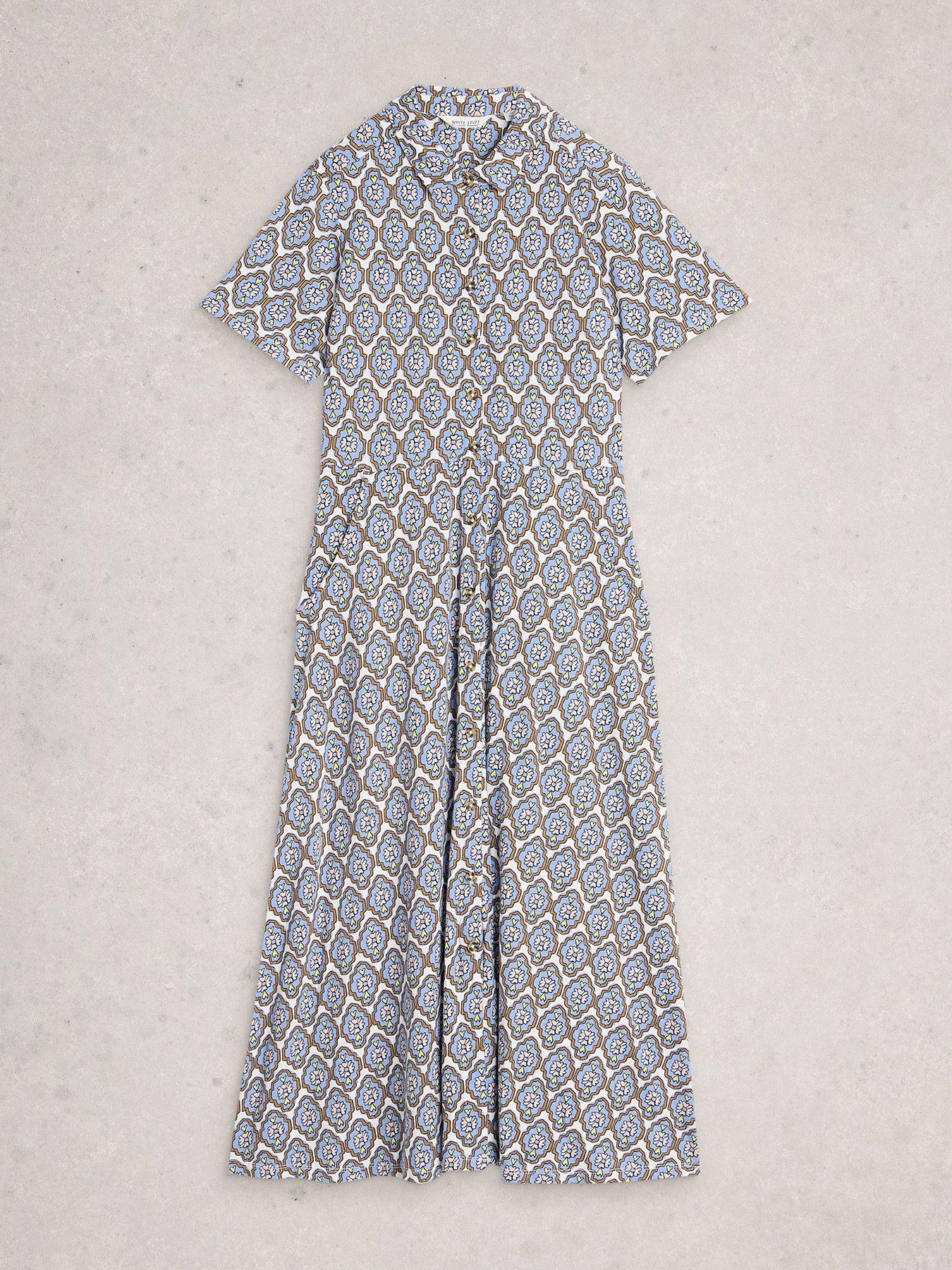 Image 5 of 6 of White Stuff Rua Jersey Shirt Dress - Blue
