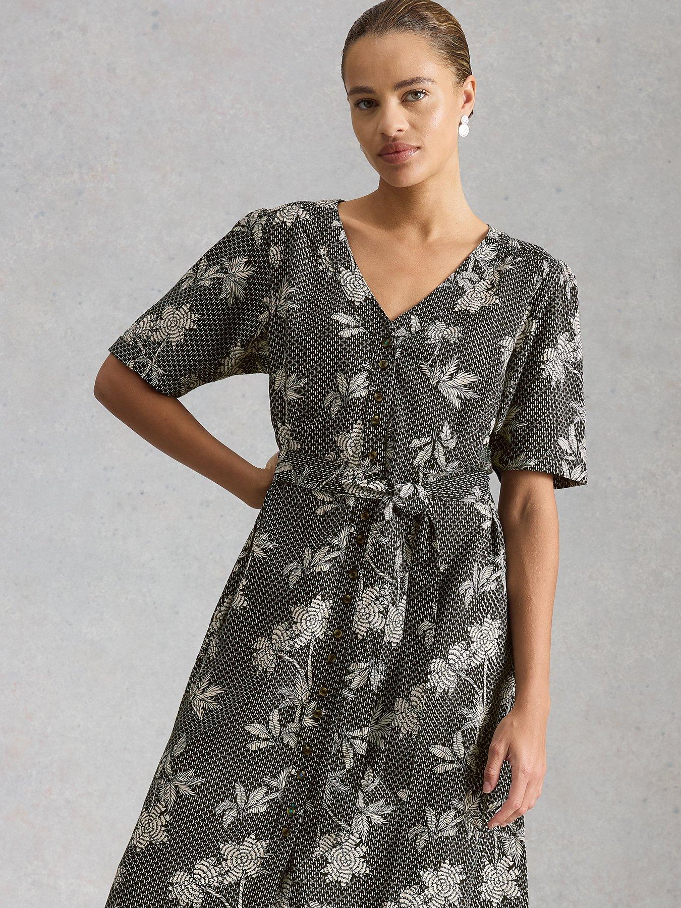 Image 1 of 6 of White Stuff Val Linen Blend Dress - Black