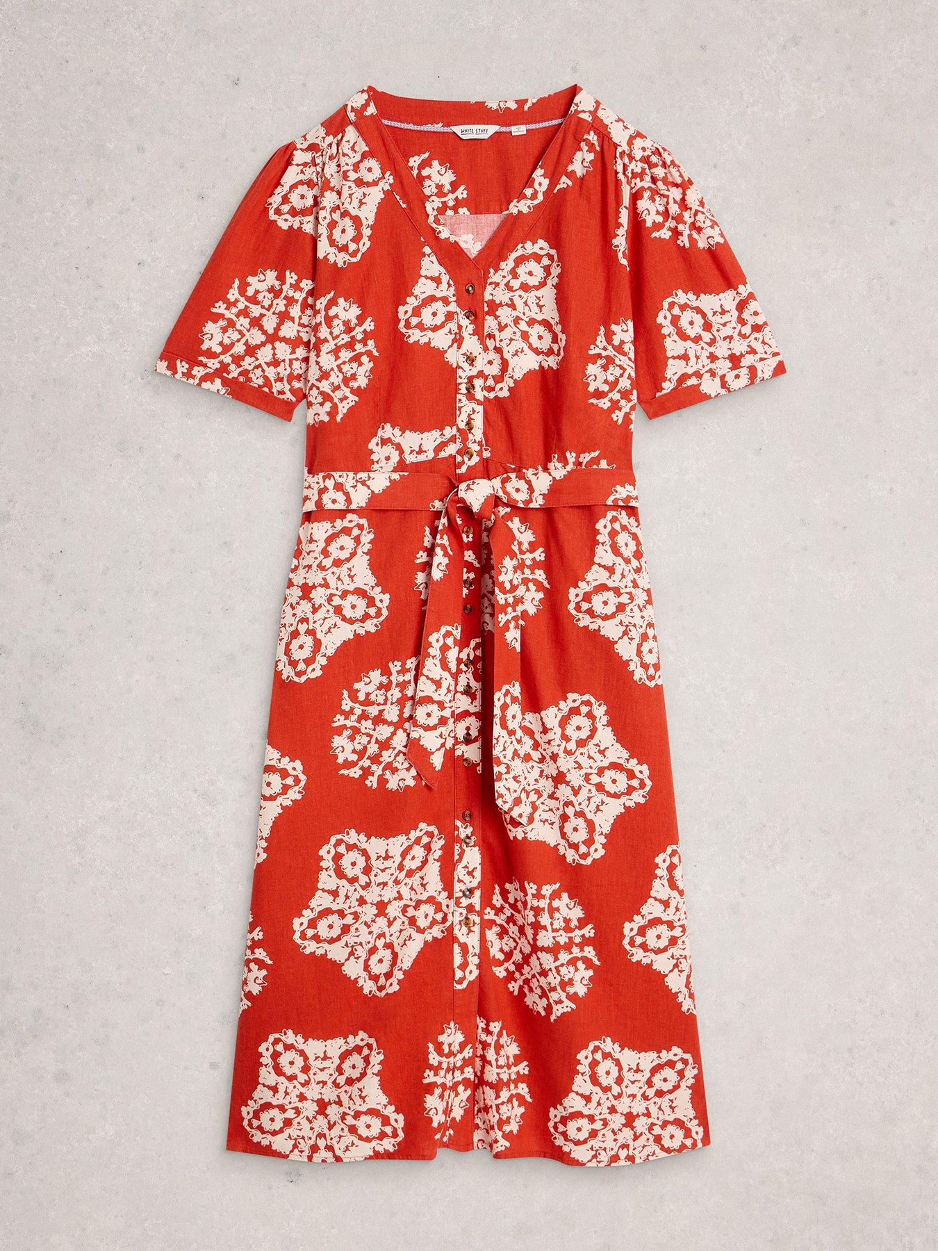 Image 5 of 6 of White Stuff Val Linen Blend Dress - Red