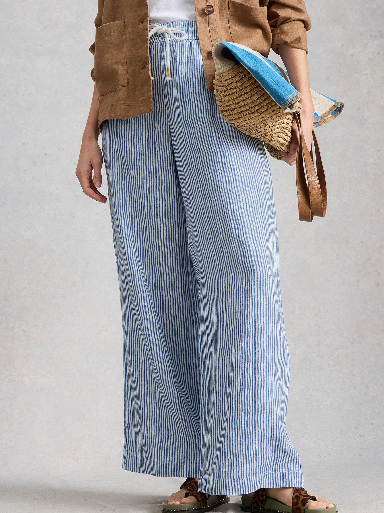 front image of white-stuff-ally-linen-wide-leg-trouser