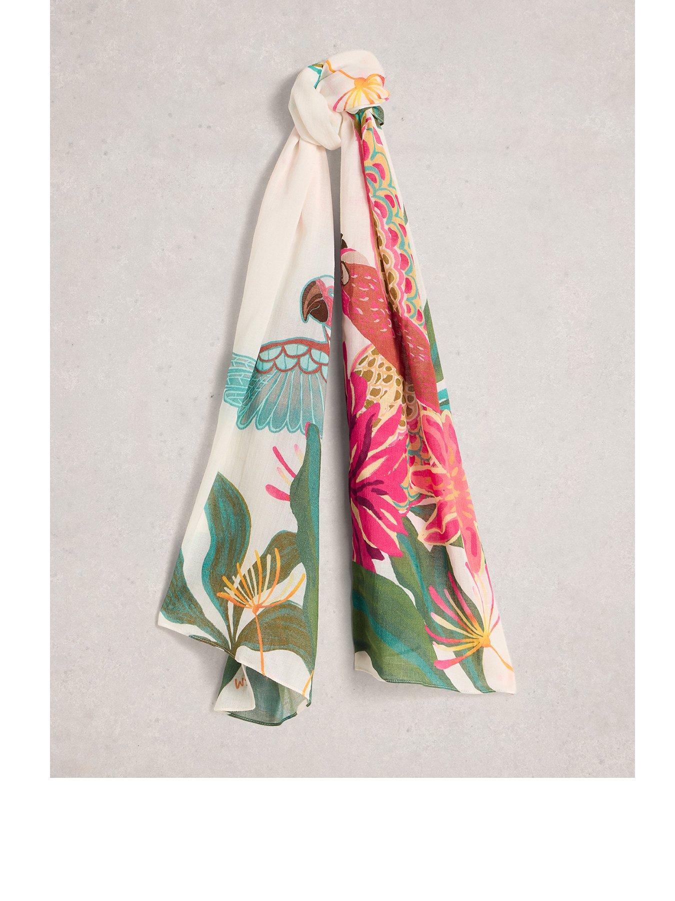 front image of white-stuff-lily-printed-scarf
