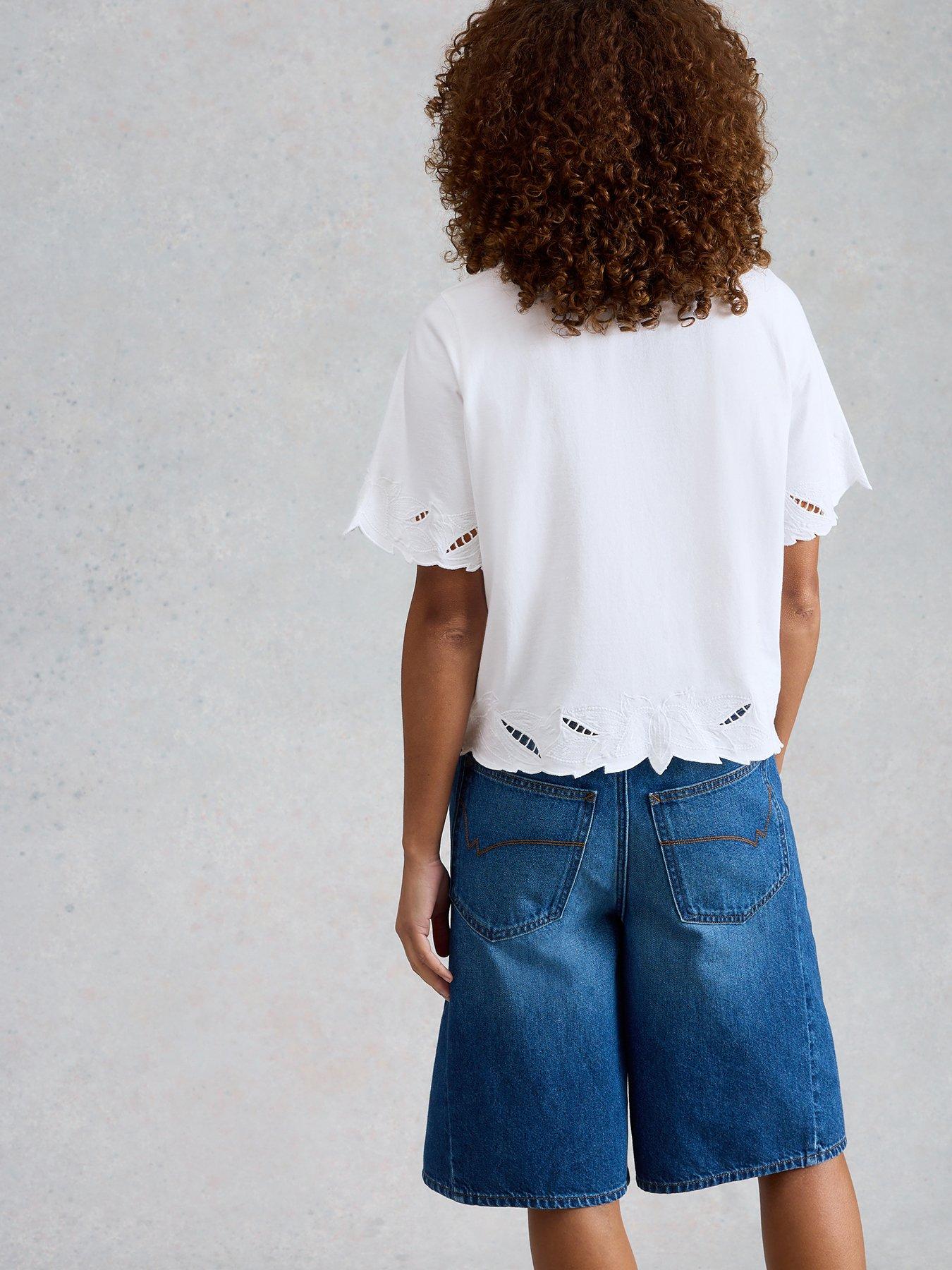 Image 2 of 6 of White Stuff Colleen Cutwork Tee - White