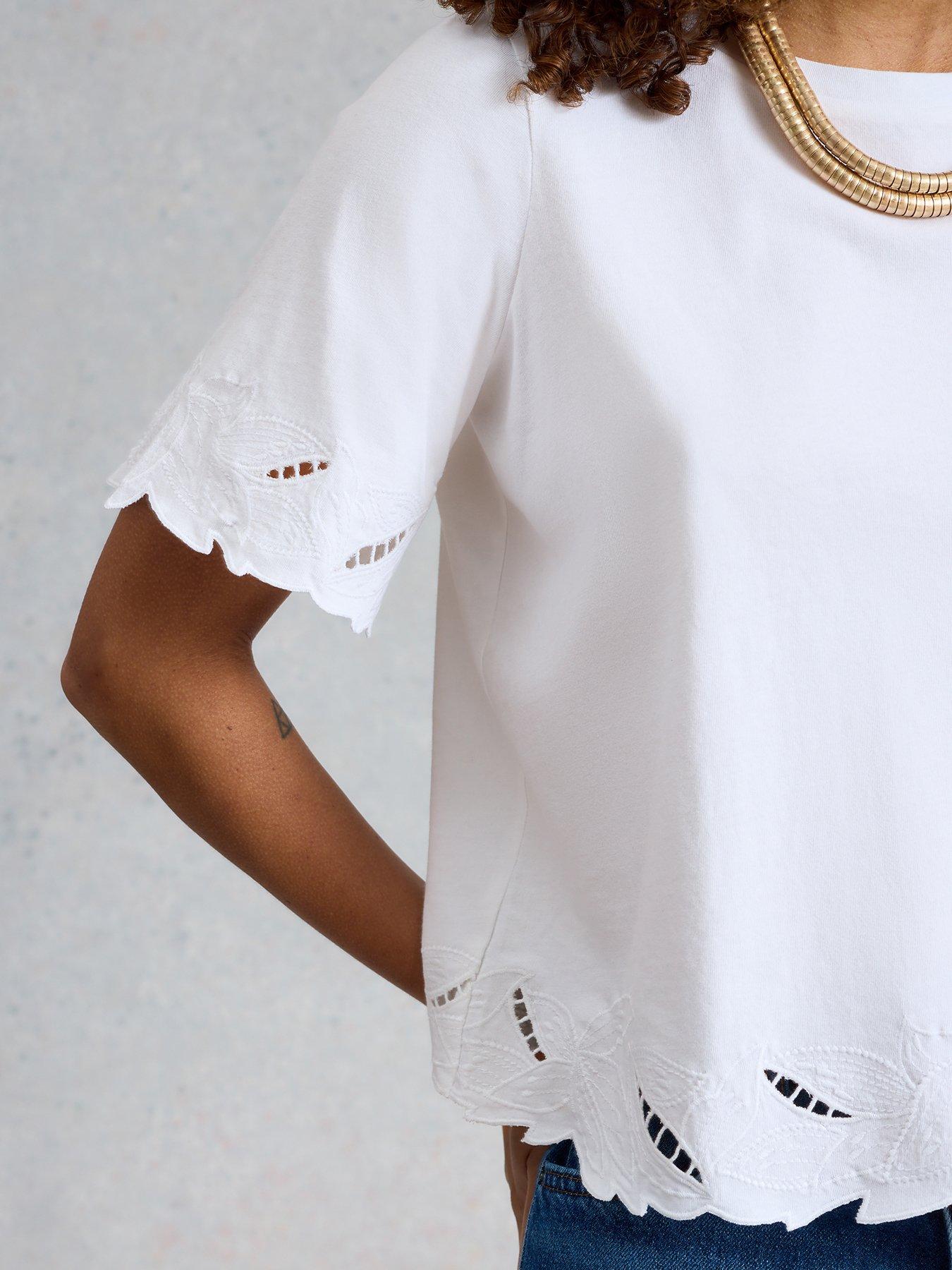 Image 4 of 6 of White Stuff Colleen Cutwork Tee - White