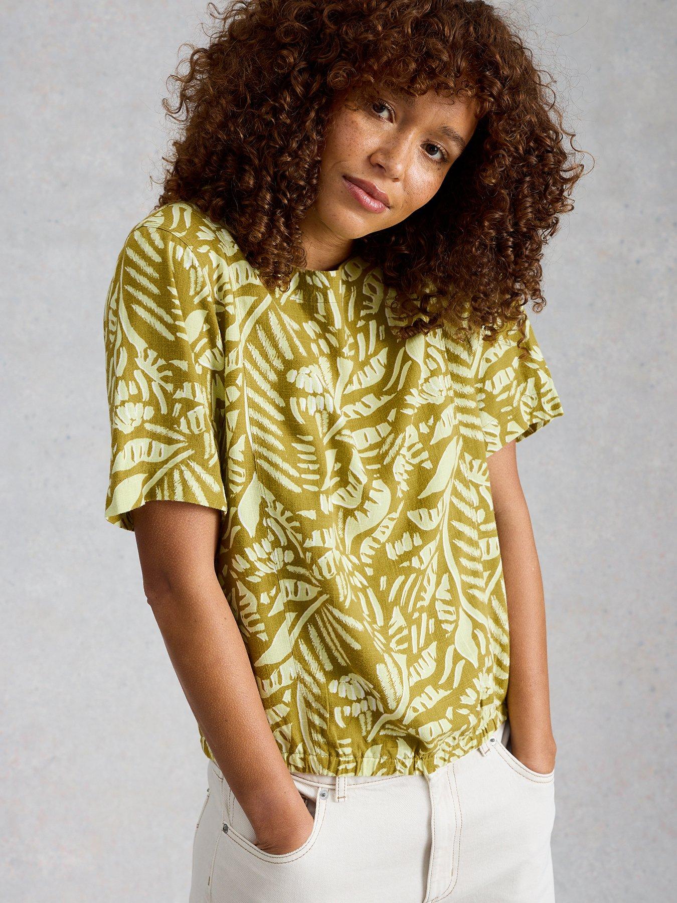 Image 1 of 6 of White Stuff Bree Linen Blend Top - Green