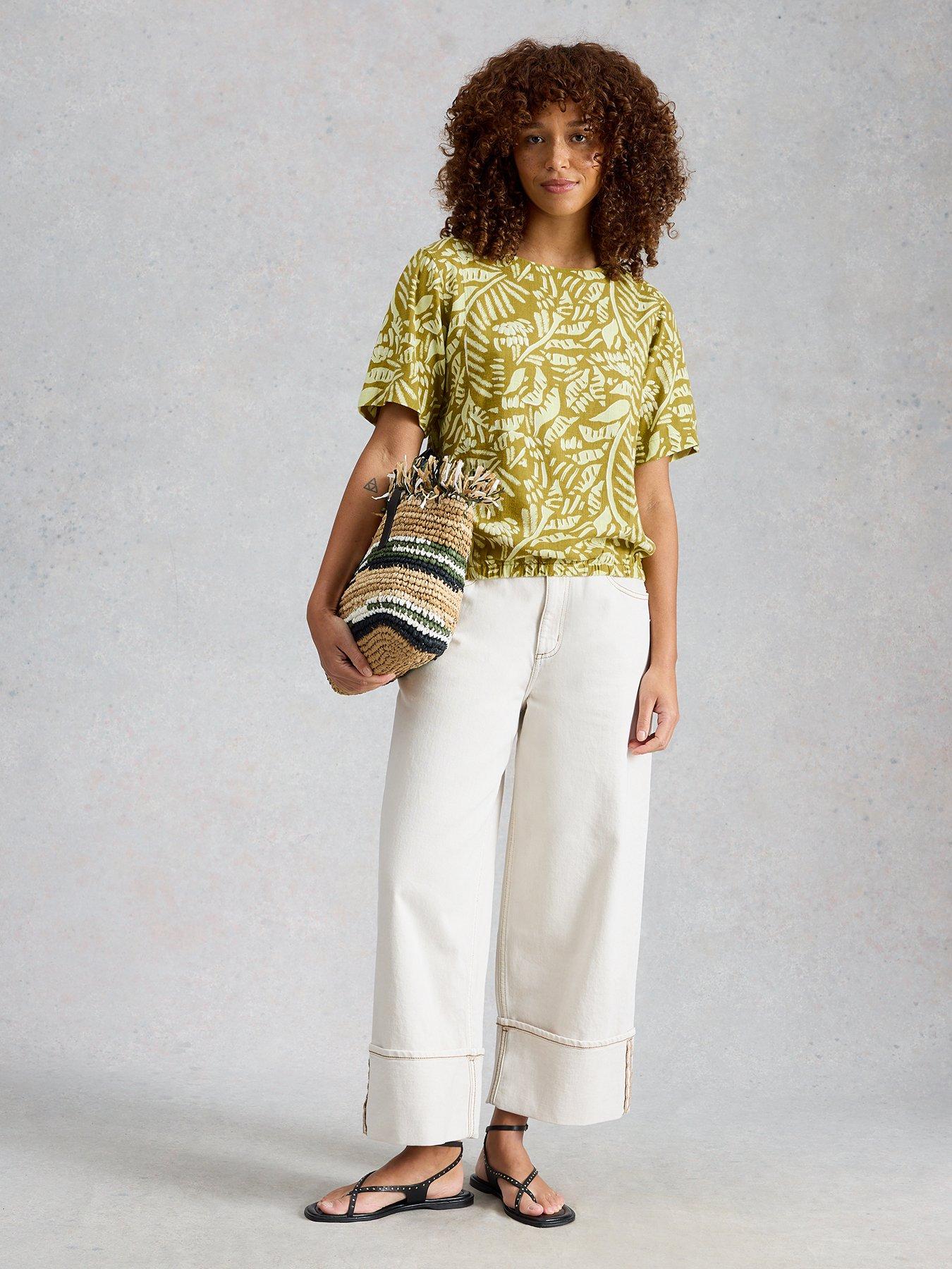 Image 3 of 6 of White Stuff Bree Linen Blend Top - Green
